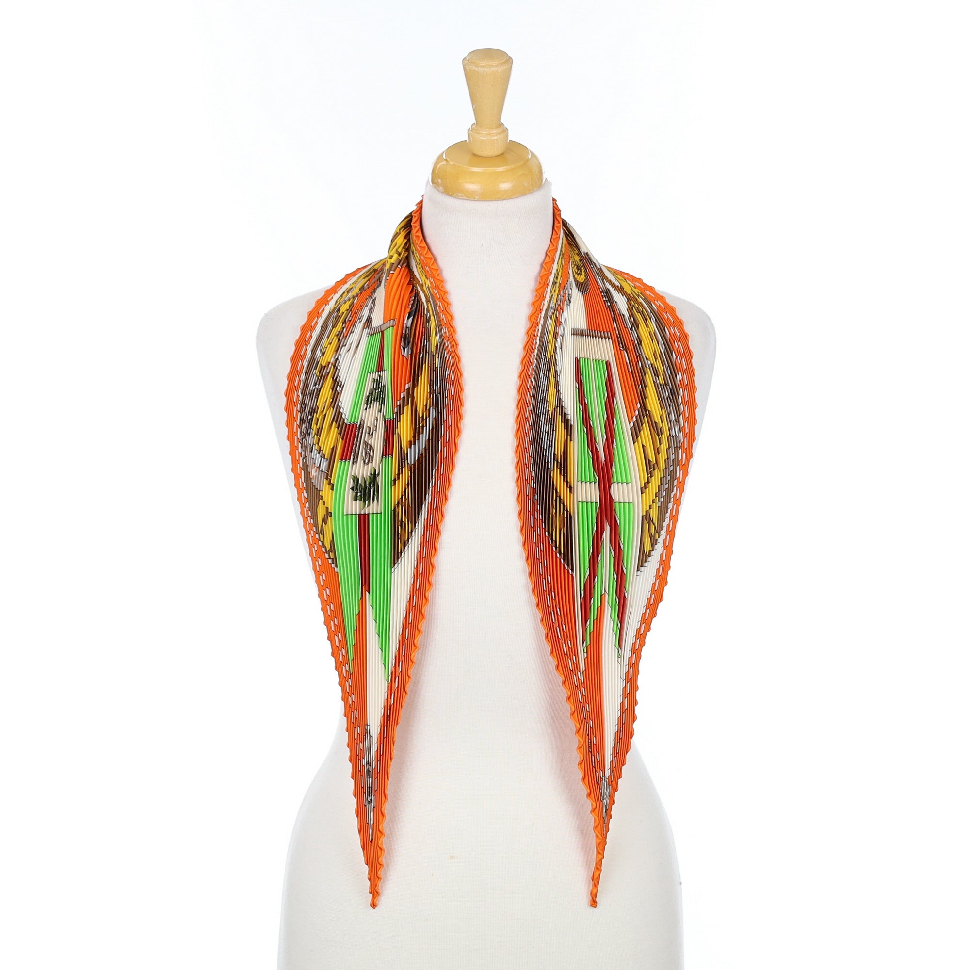Hermès Sextants Plissé Silk Scarf