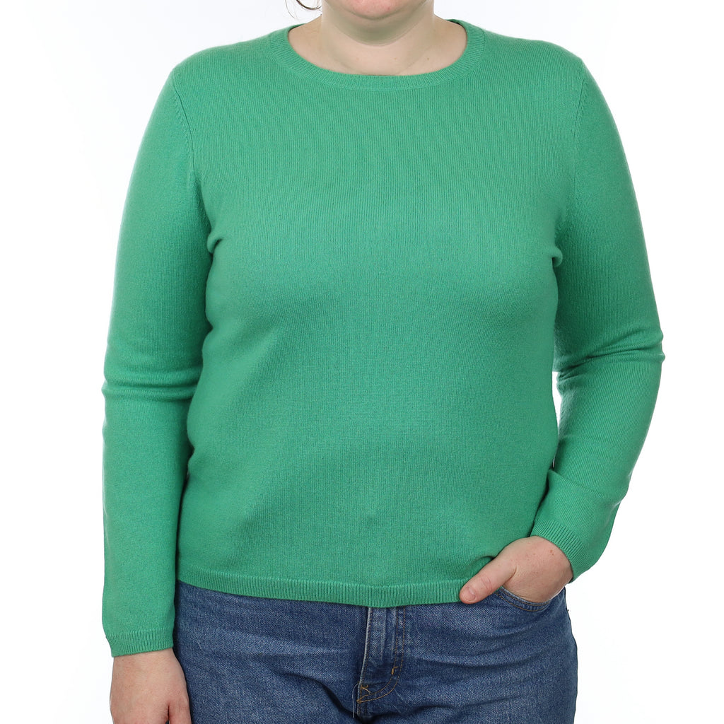 Tropic Green Cashmere Crew Neck Jumper Large