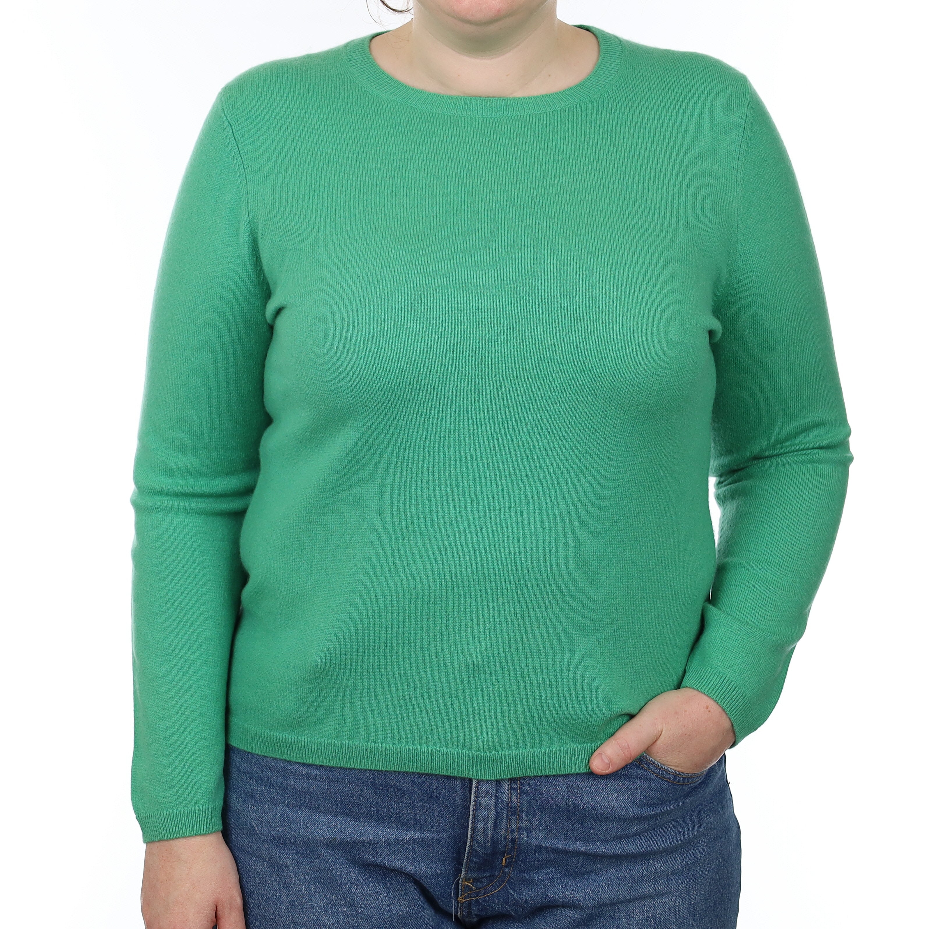 Tropic Green Cashmere Crew Neck Jumper Large