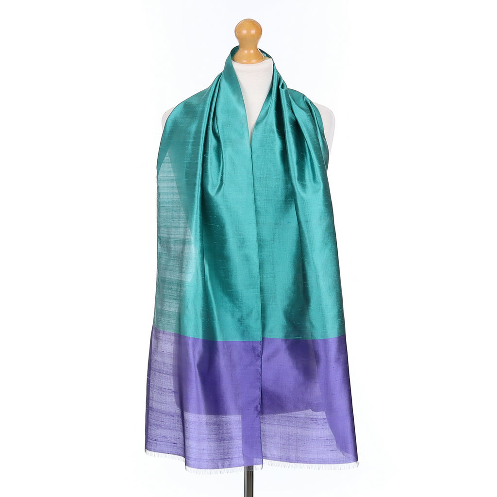 Unworn John Lewis Green and Purple Thai Silk Scarf