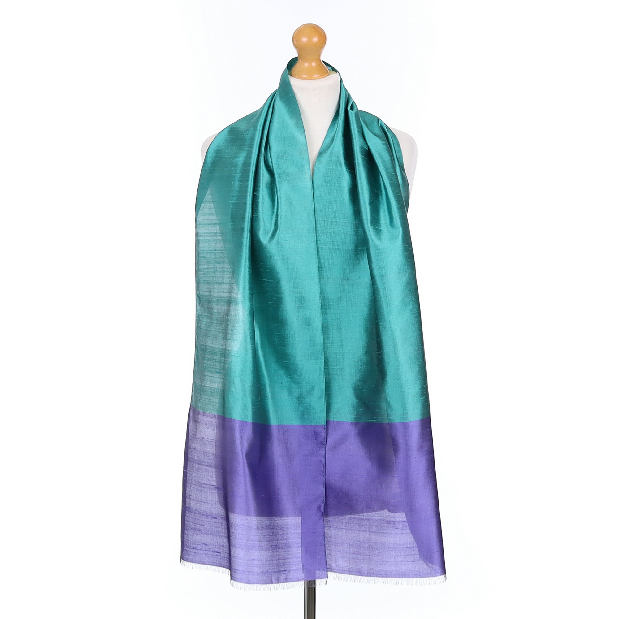 Unworn John Lewis Green and Purple Thai Silk Scarf