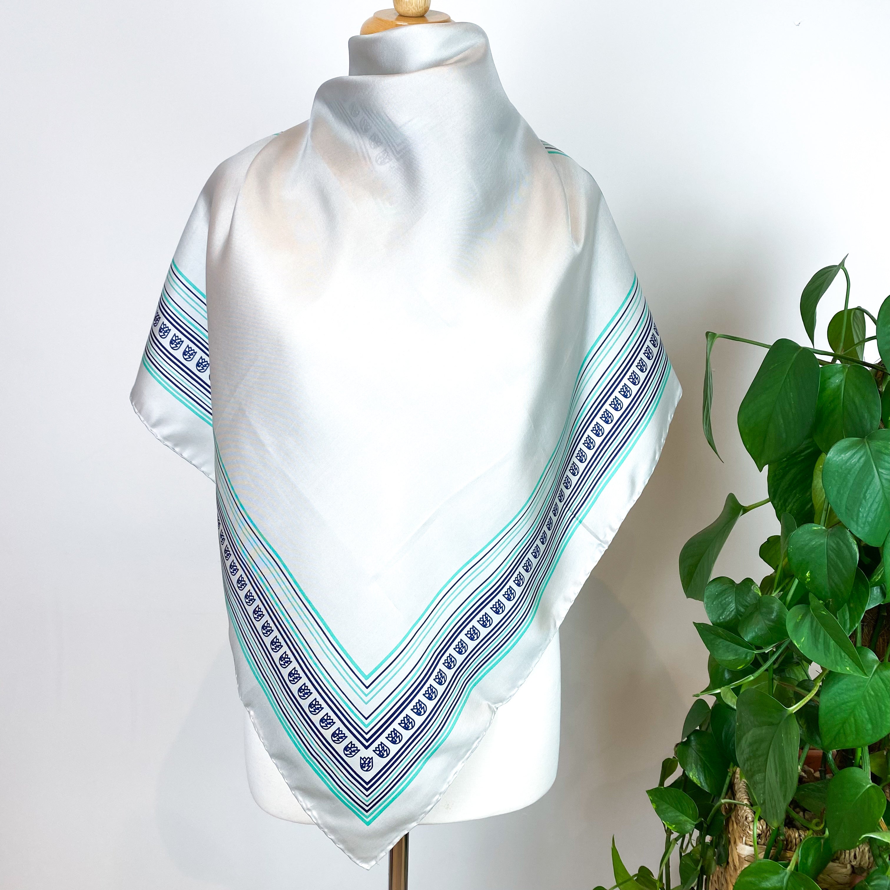 Pale Grey Italian Vintage Silk Scarf
