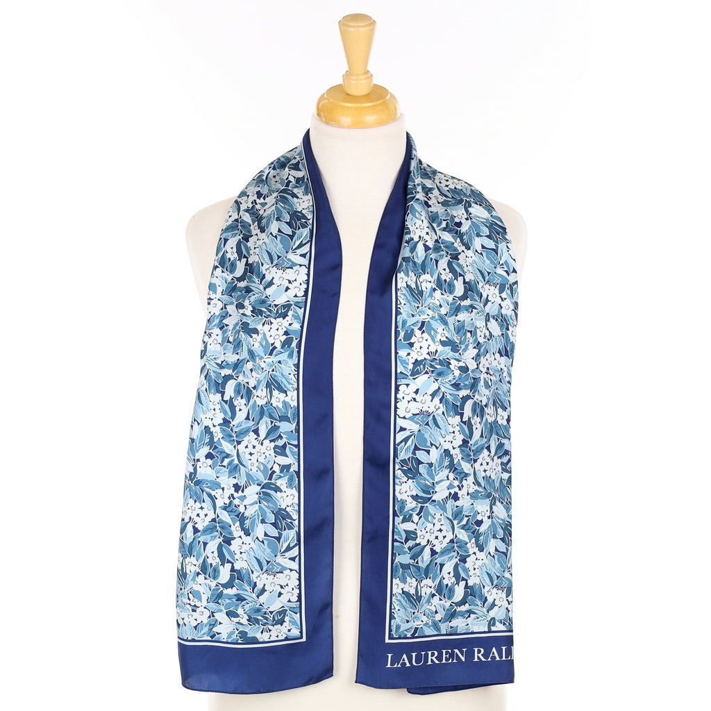 Lauren Ralph Lauren Blue Floral Silk Scarf