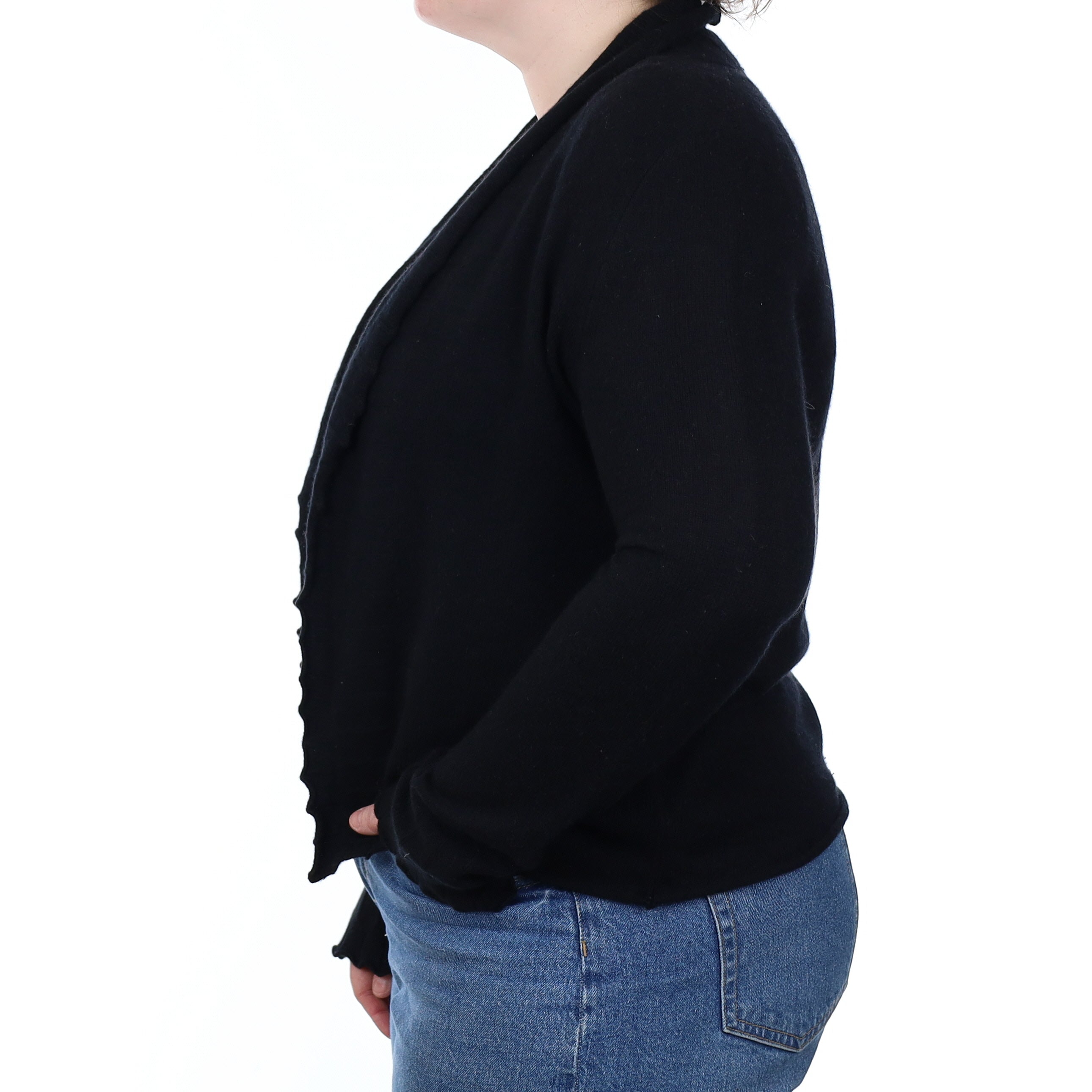 Black Cashmere Edge to Edge Cardigan Large