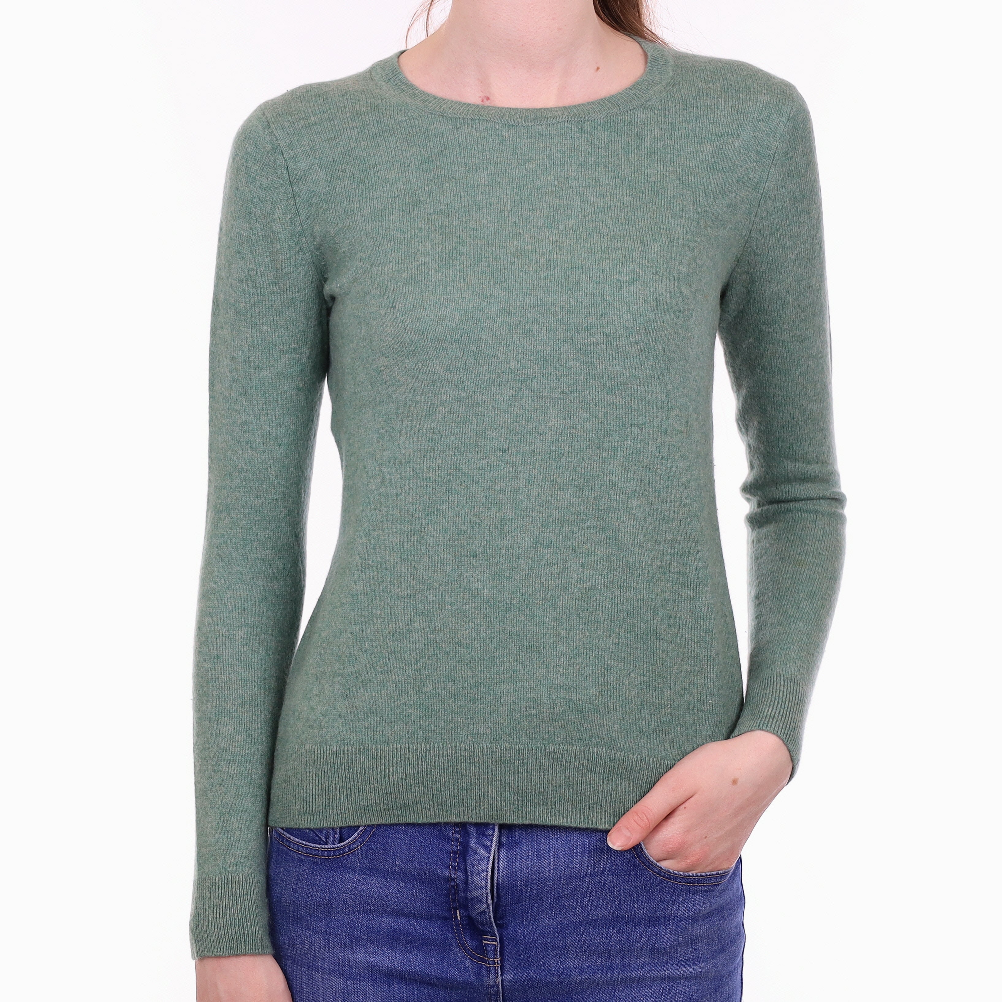 Sea Foam Green Cashmere Crew Neck Jumper Extra Small