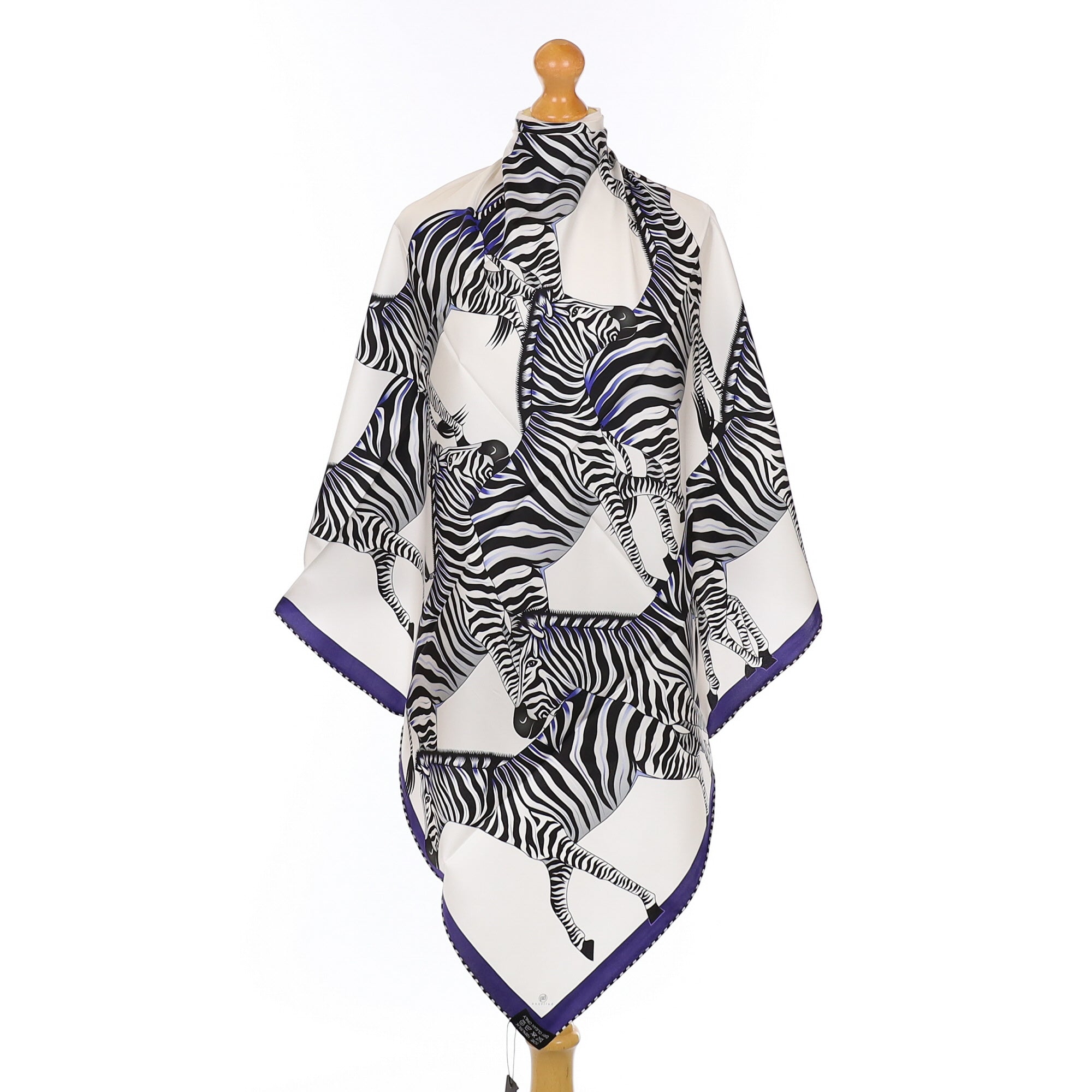 Brand New Bellezza Black & Purple Zebra Double Faced Silk Scarf