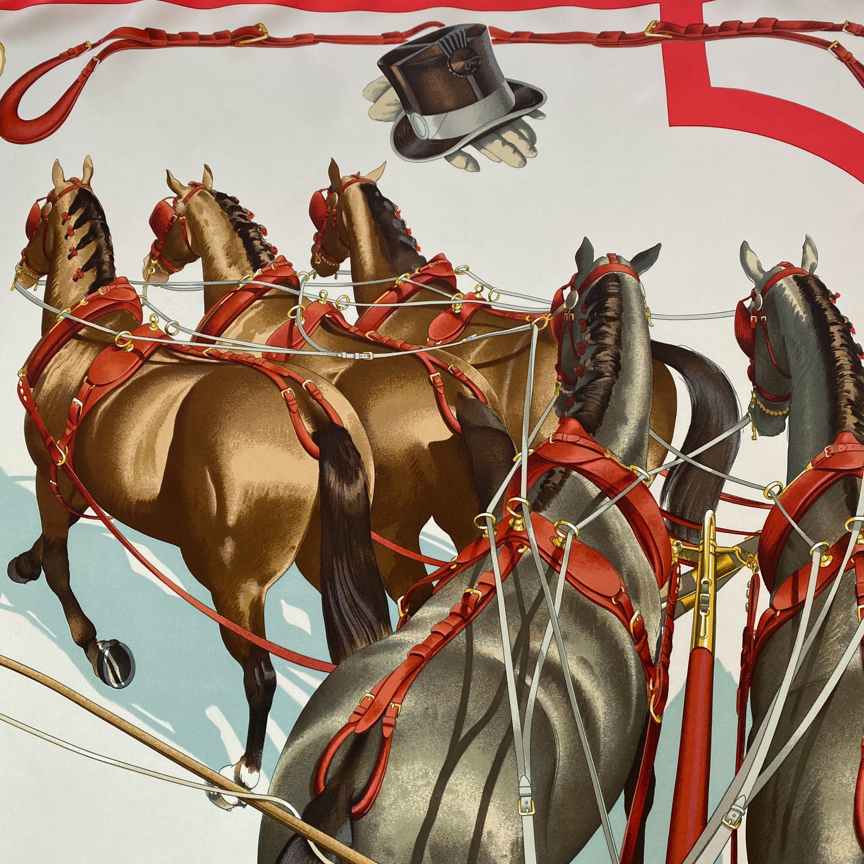 Boxed Hermes Attelage en Arbalete Vintage Silk Scarf