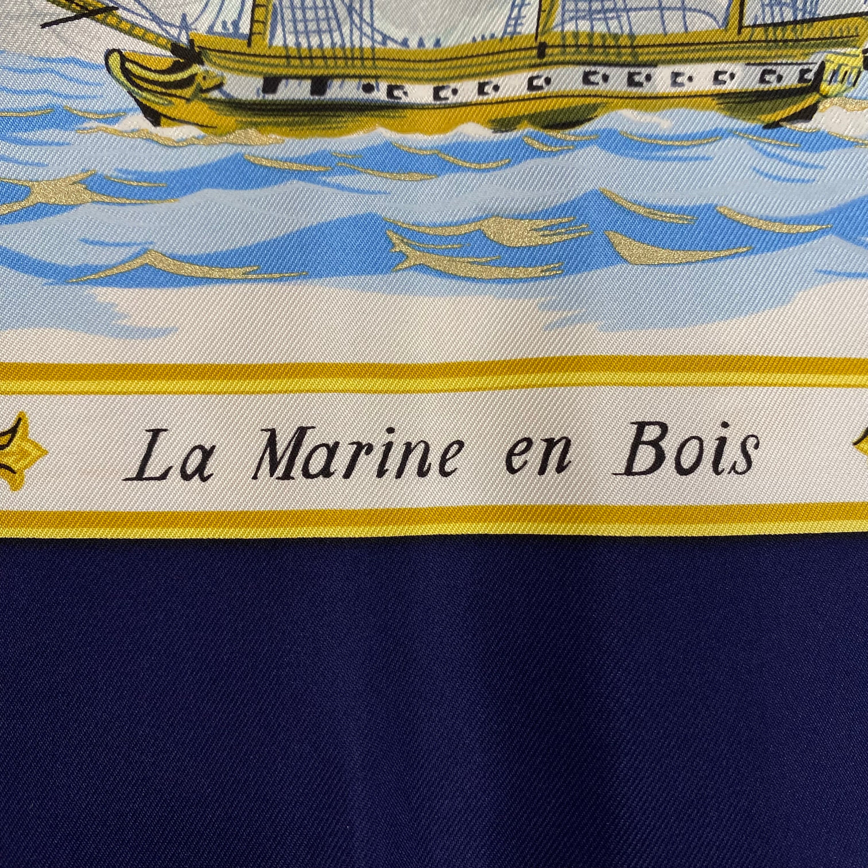 Brand New Boxed Hermès La Marine en Bois Boxed Silk Scarf