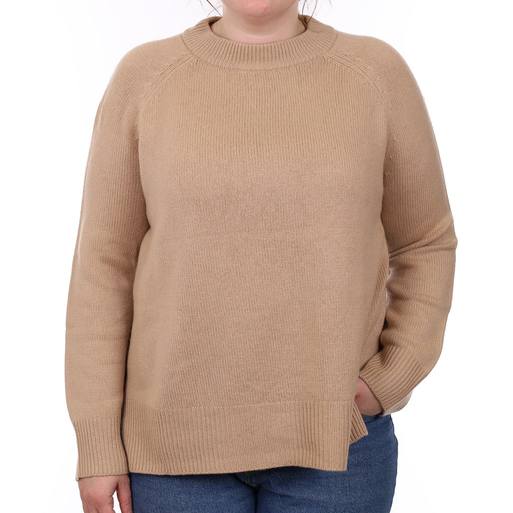 Soft Caramel Chunky Knit Cashmere Crew Neck Jumper Large