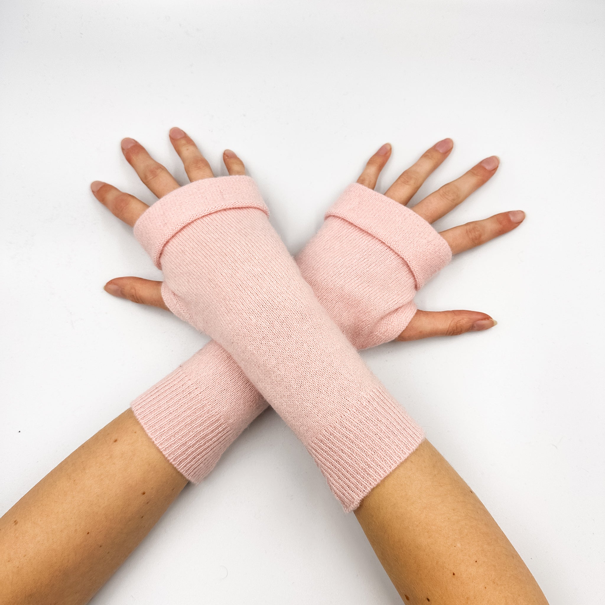 Baby Pink Fingerless Gloves