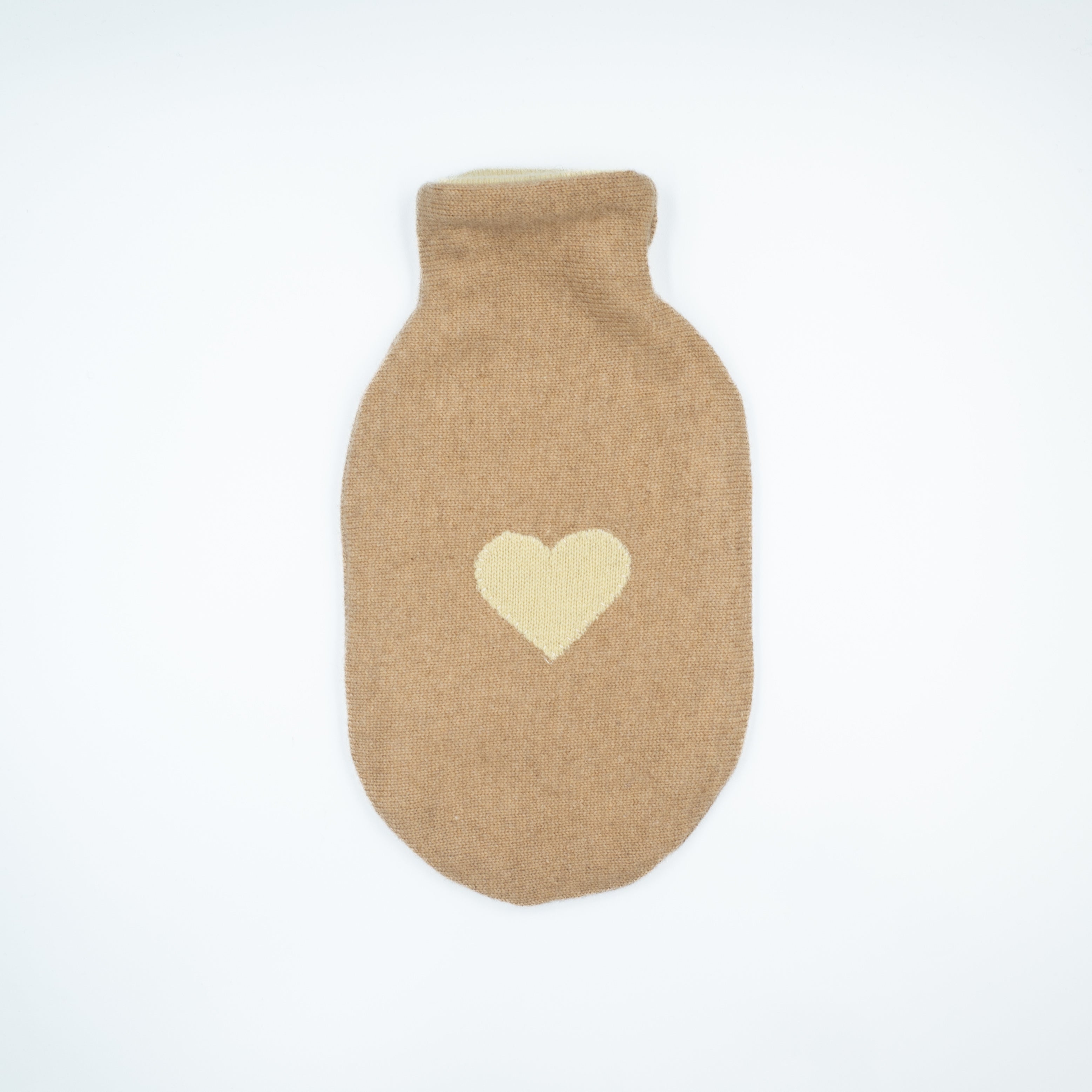 Camel and Palest Yellow Cashmere Small Hot Water Bottle