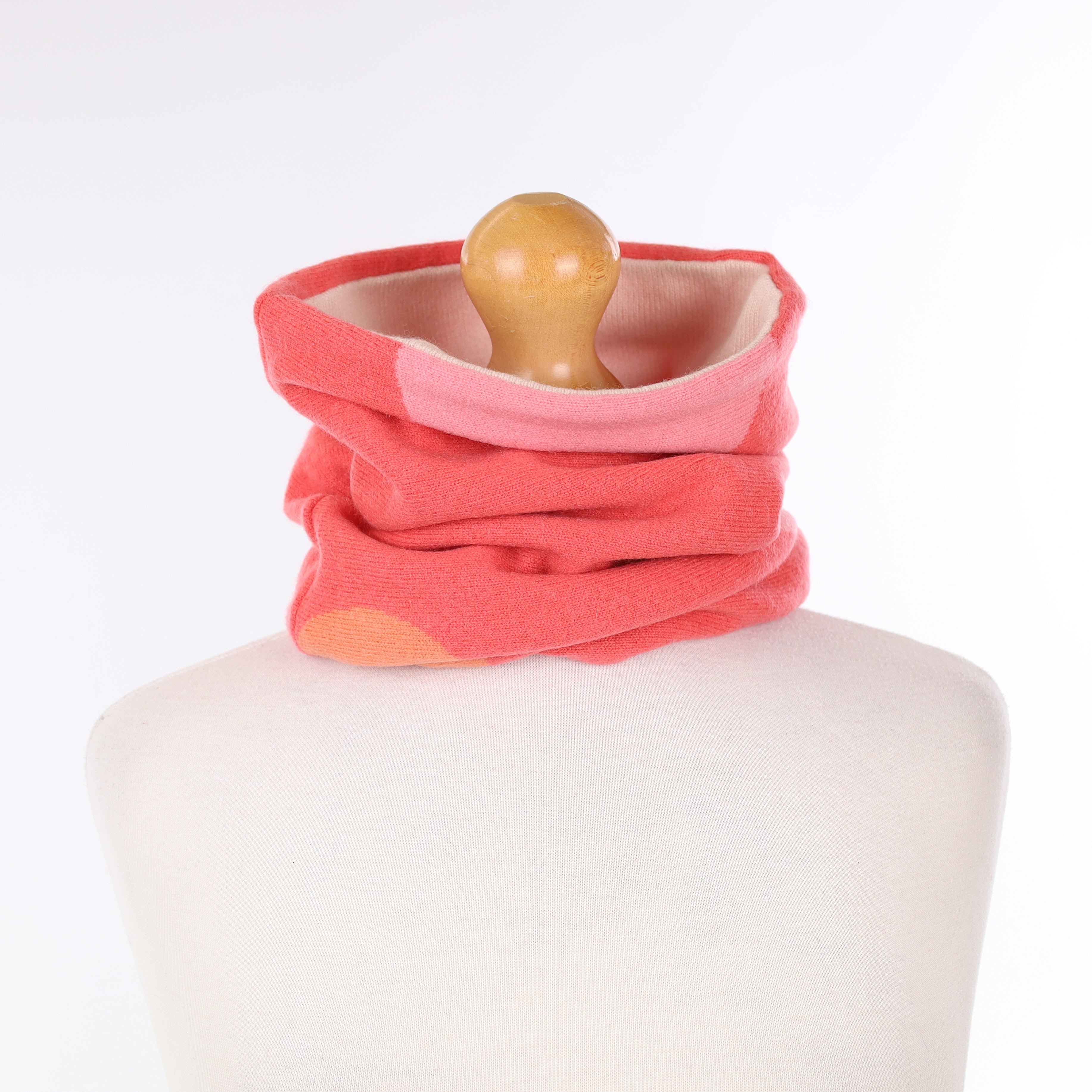 Coral Spotted and Oyster Pink Luxury Double Layered Snood