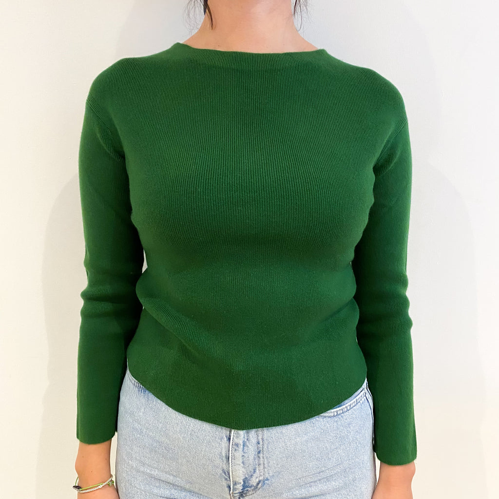 Loro Piana Grass Green Baby Cashmere Boat Neck Jumper Small