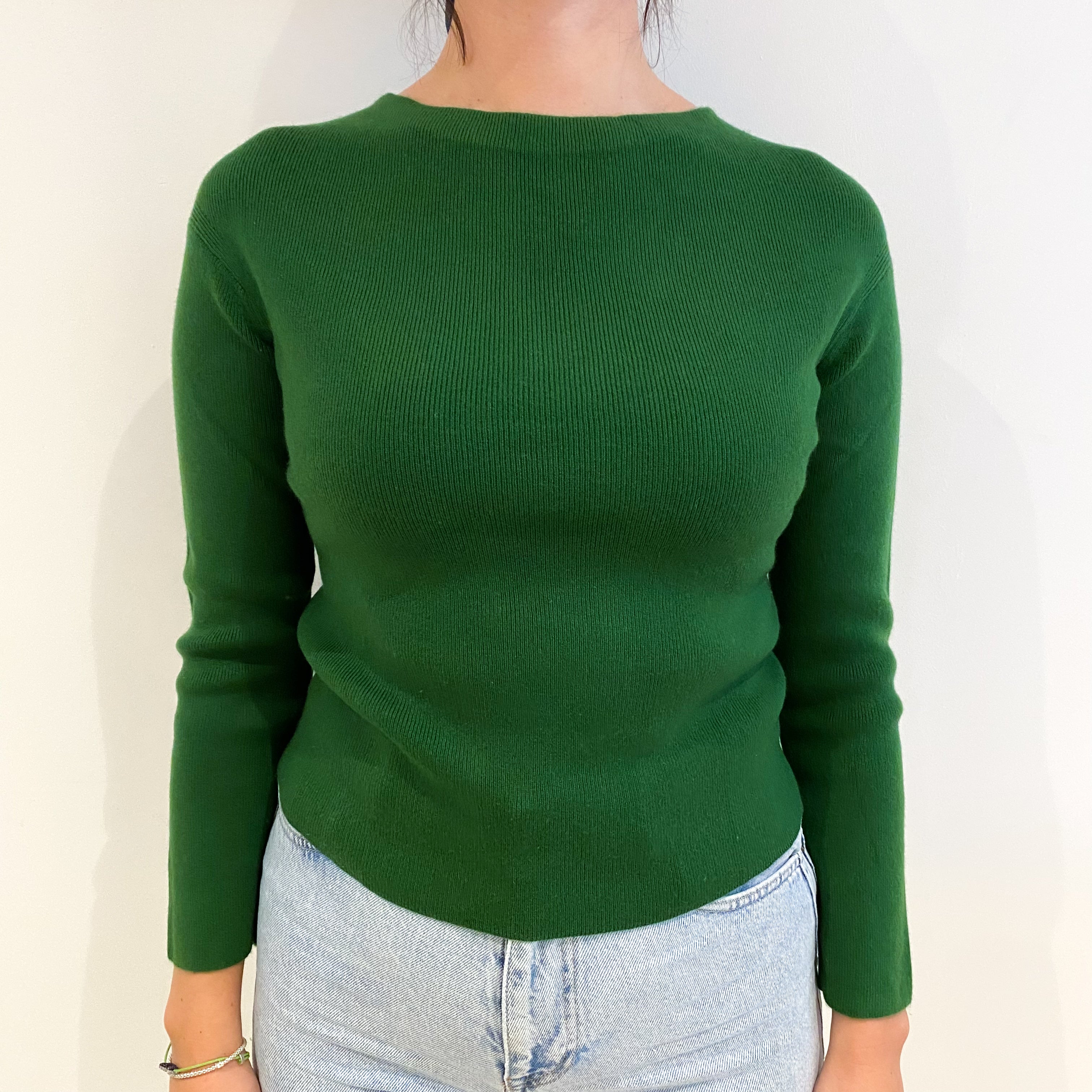 Loro Piana Grass Green Baby Cashmere Boat Neck Jumper Small