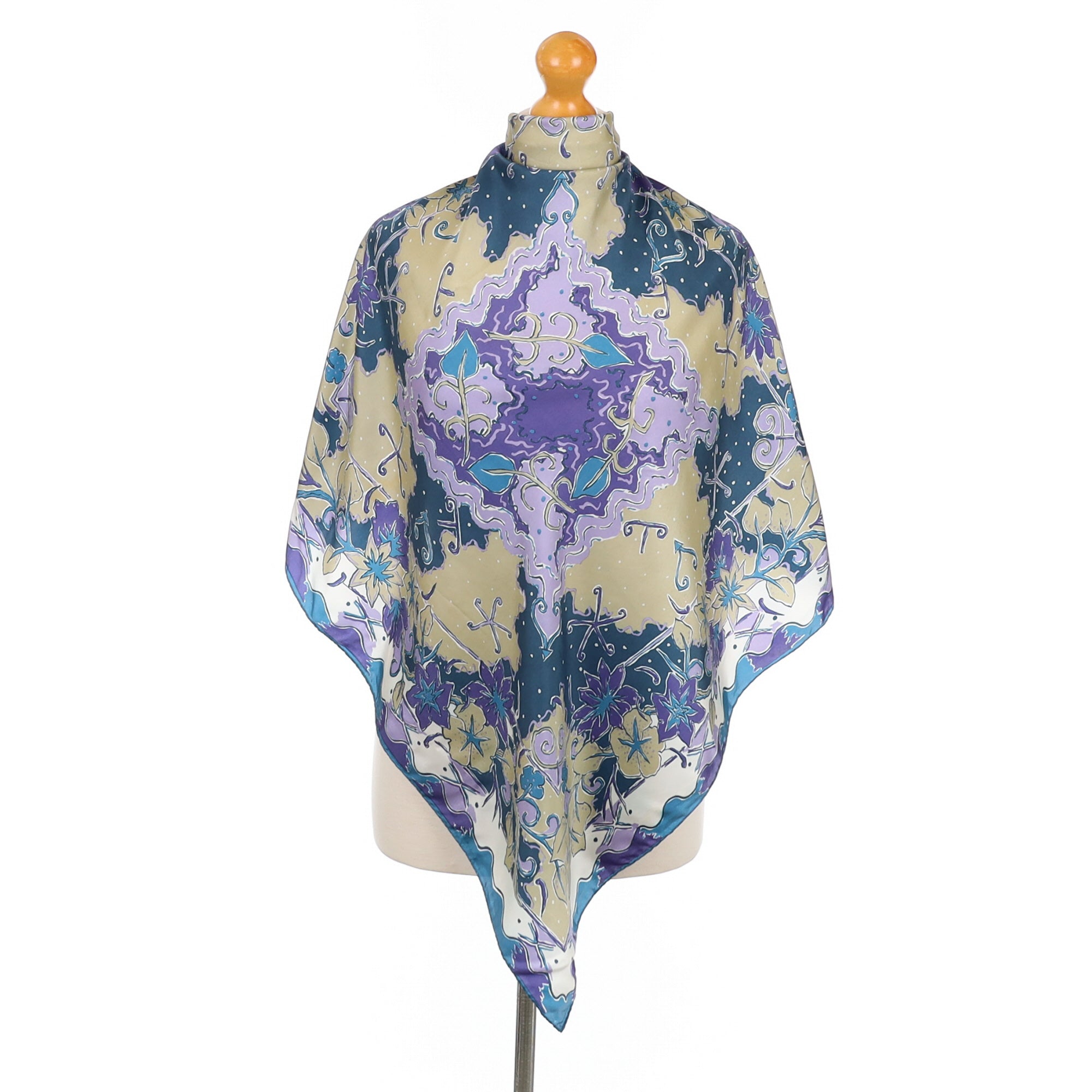 Beckford Blue Abstract Vintage Silk Scarf