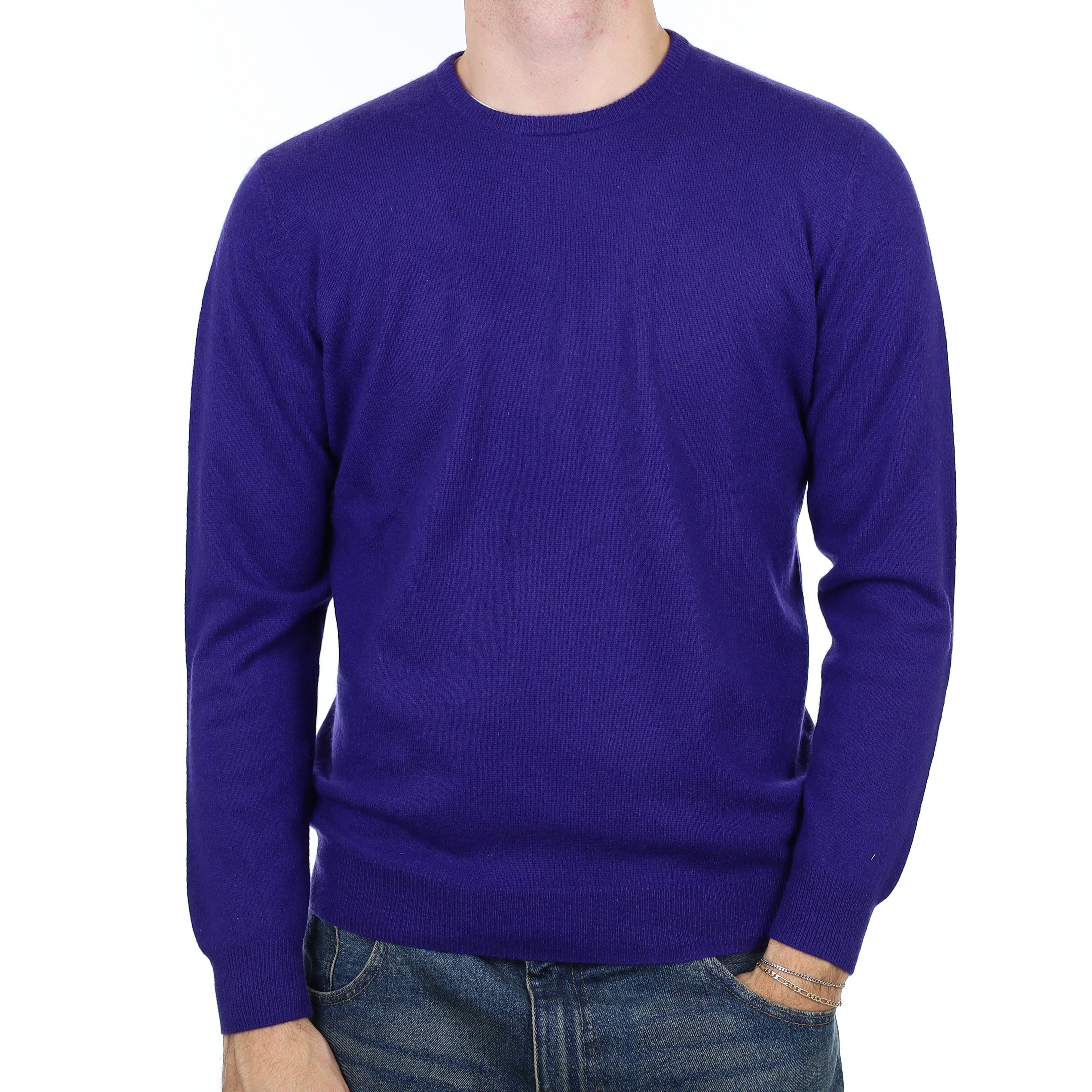Men’s Indigo Purple Cashmere Crew Neck Jumper Medium