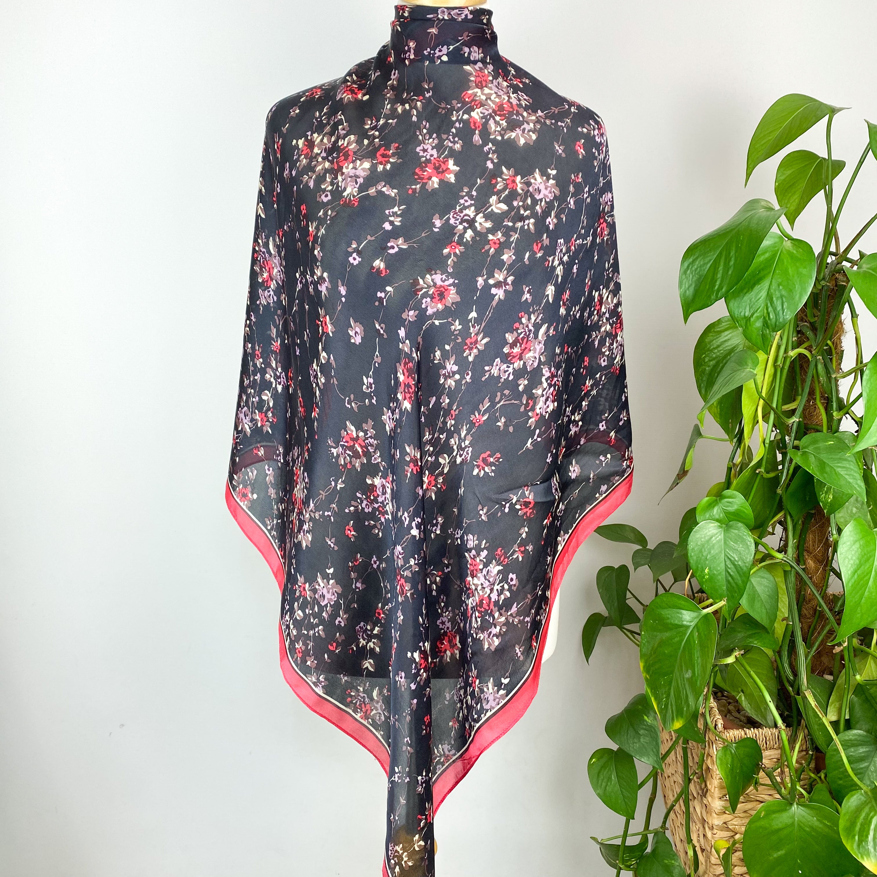 Dark Navy Floral Laura Ashley Silk Scarf