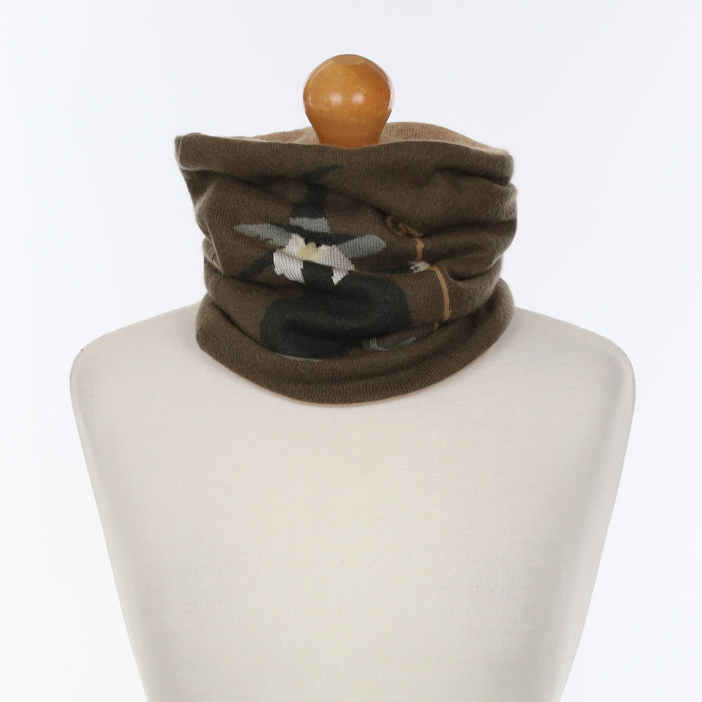 Mocha and Buff Witch Motif Luxury Double Layered Snood