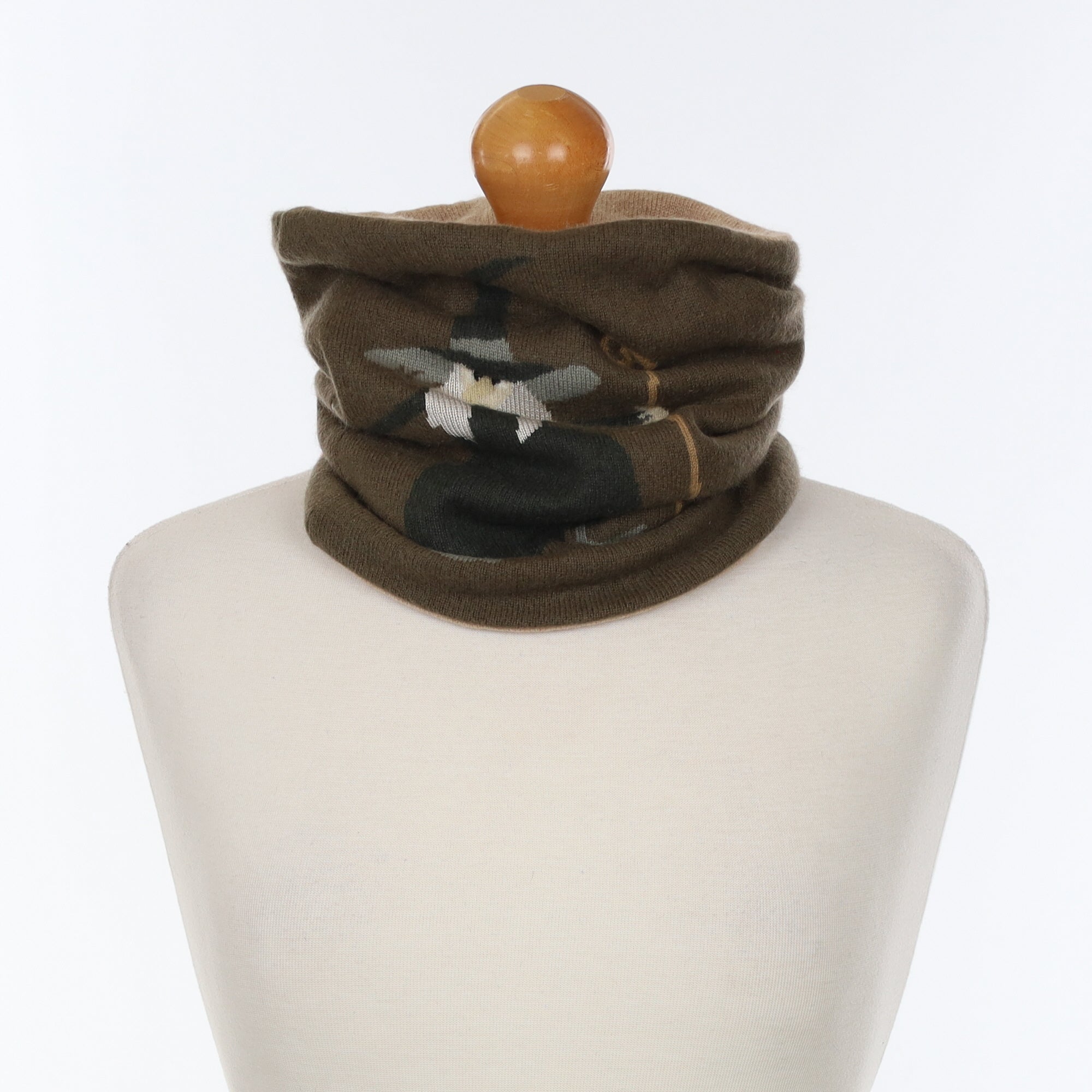 Mocha and Buff Witch Motif Luxury Double Layered Snood