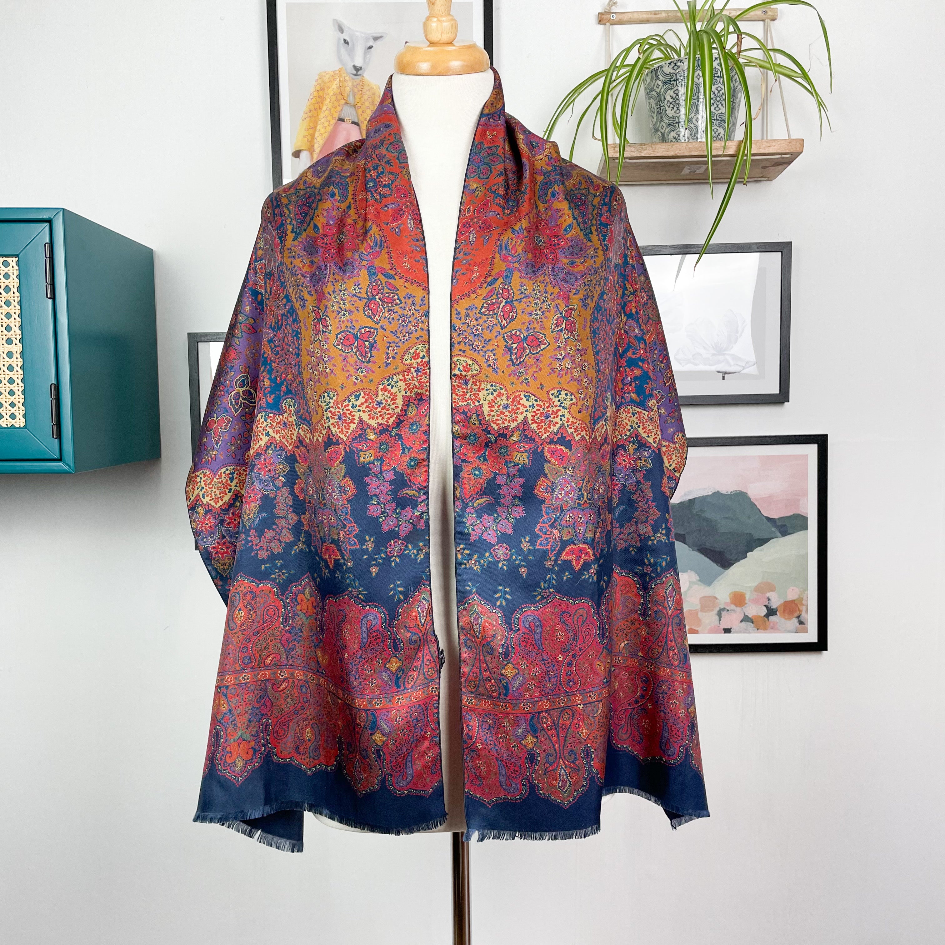Liberty Paisley Long Vintage Silk Scarf