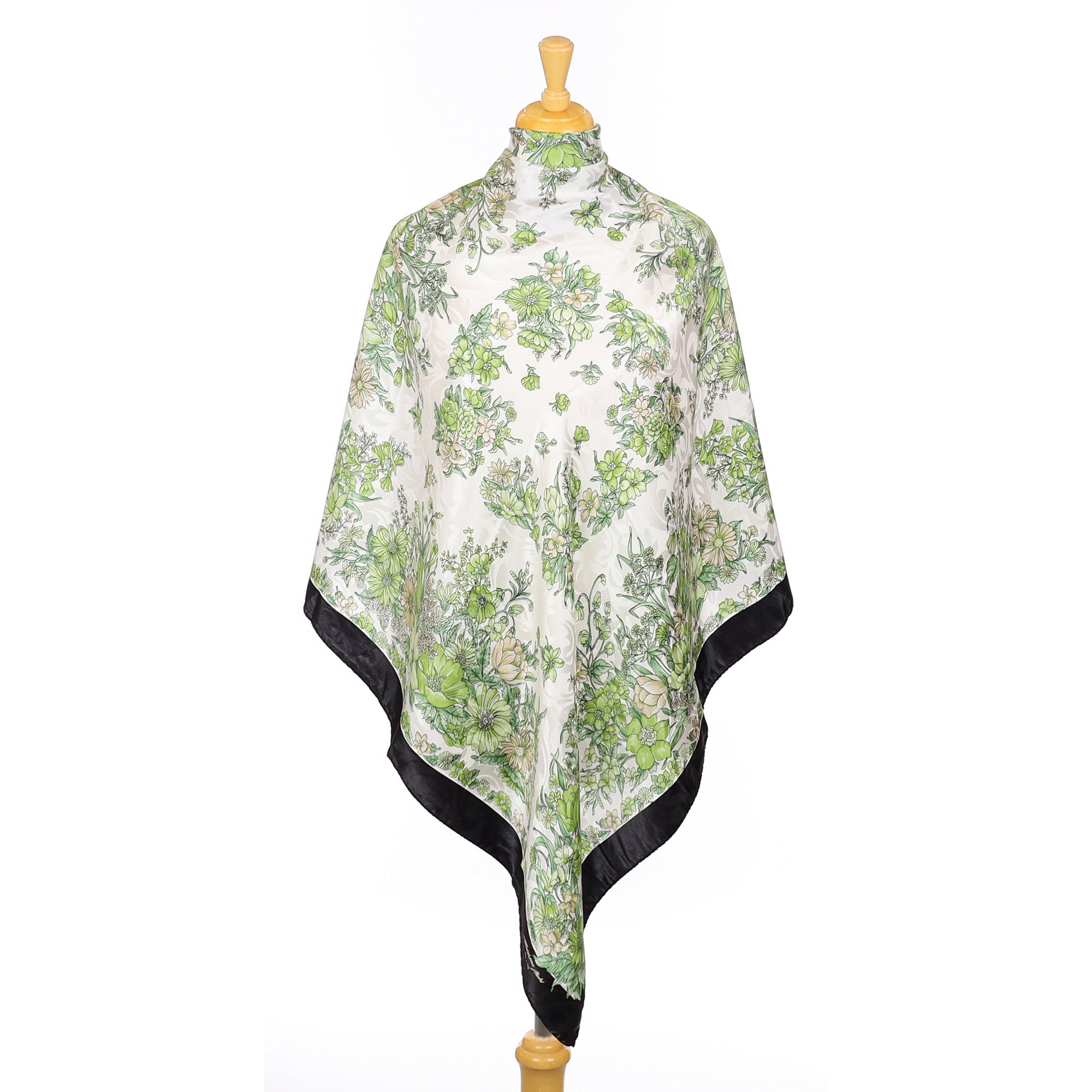 Italian Green Floral Silk Scarf