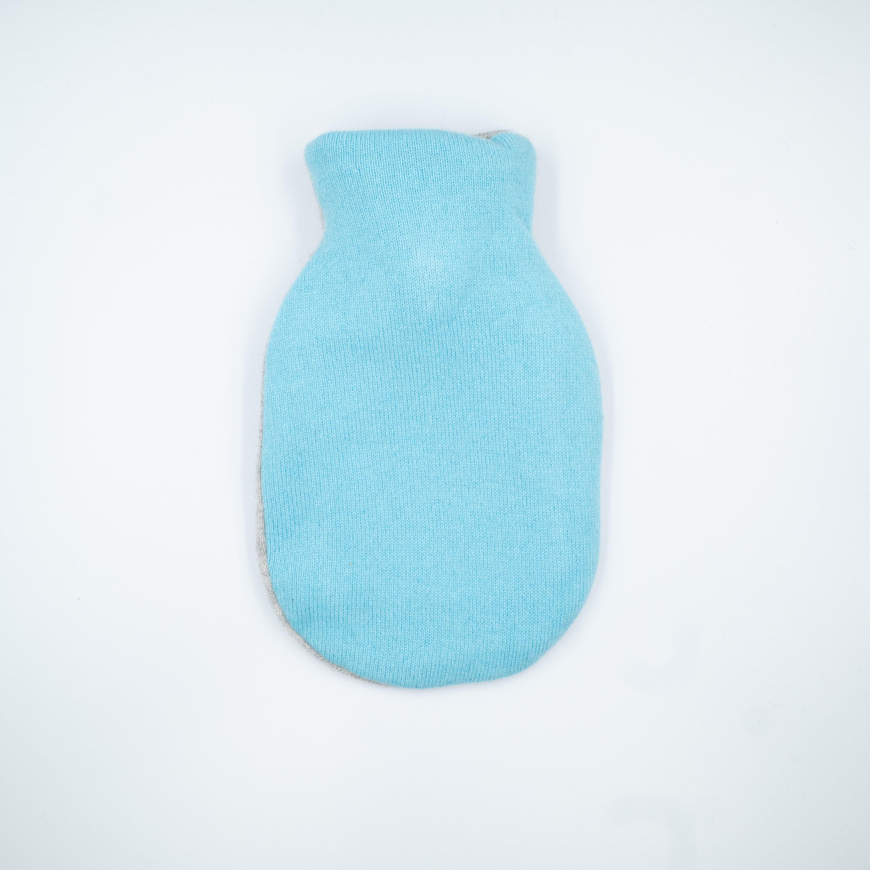 Turquoise Blue and Smoke Grey Cashmere Small Hot Water Bottle