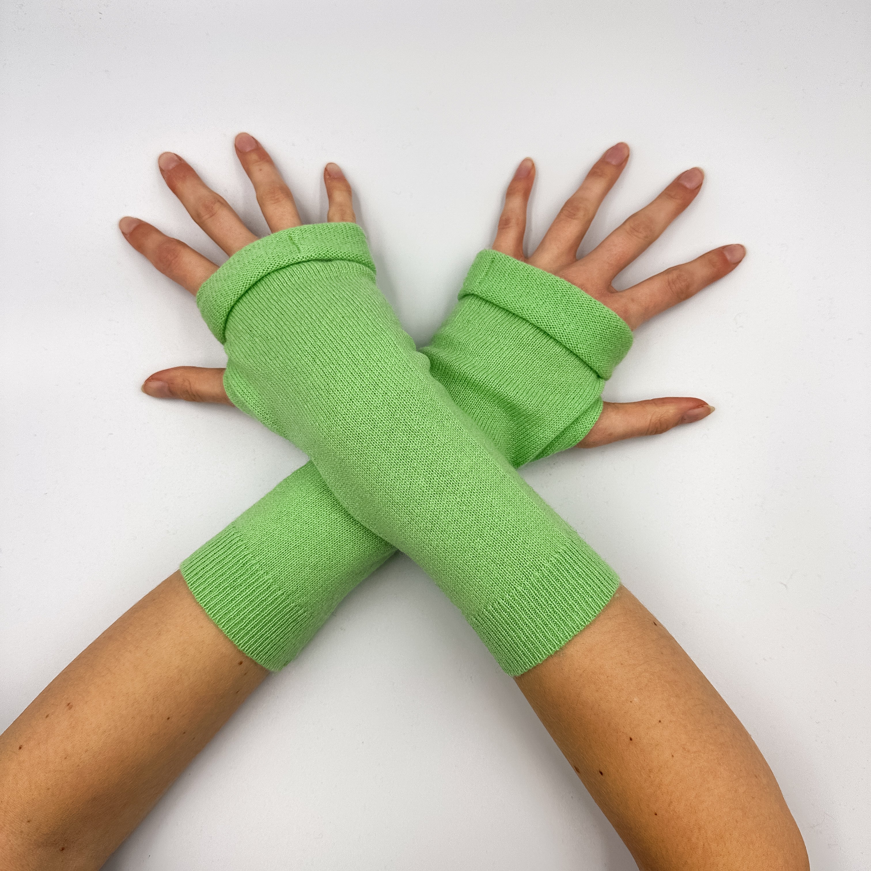 Lime Green Fingerless Gloves