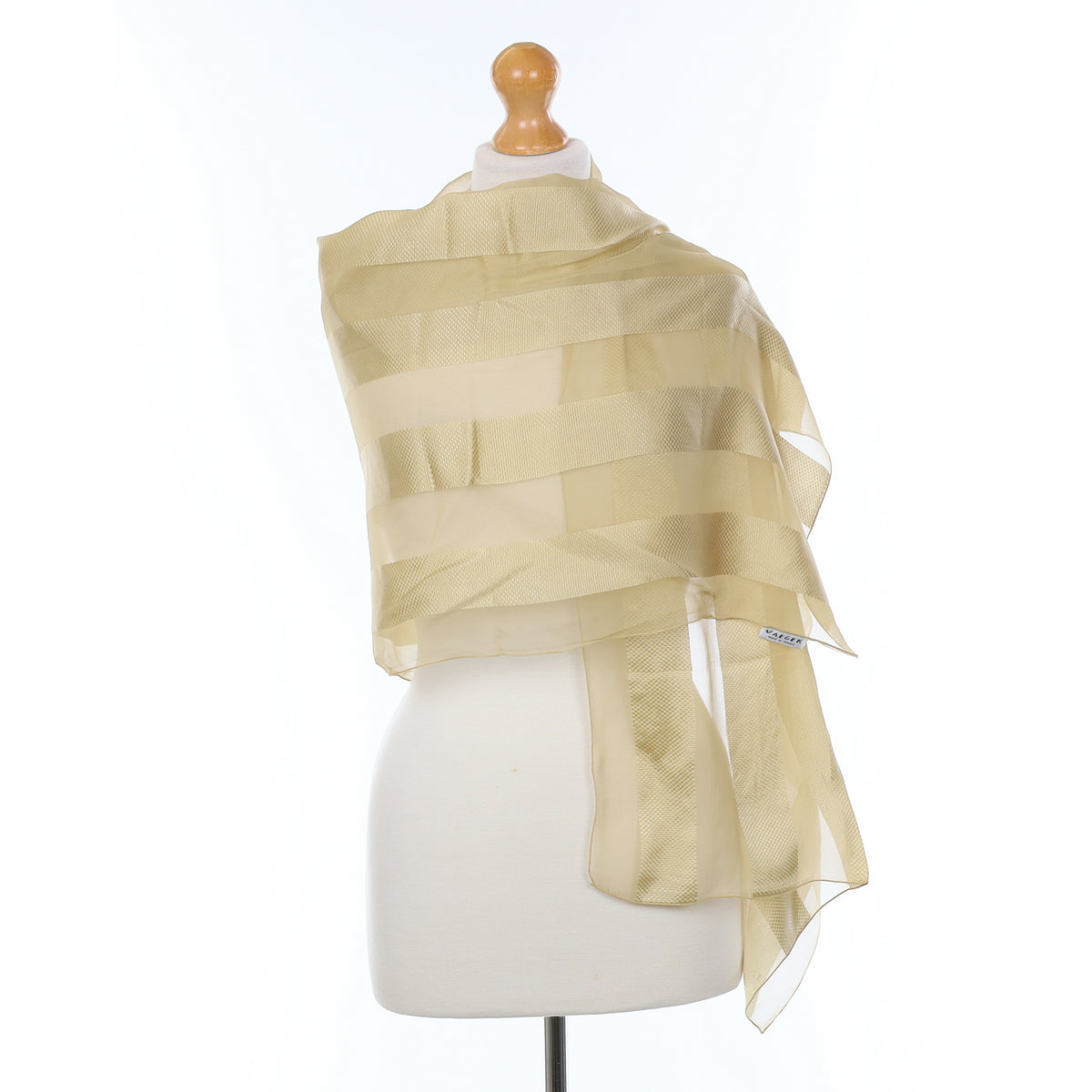 Jaeger Camel Striped Silk Wrap