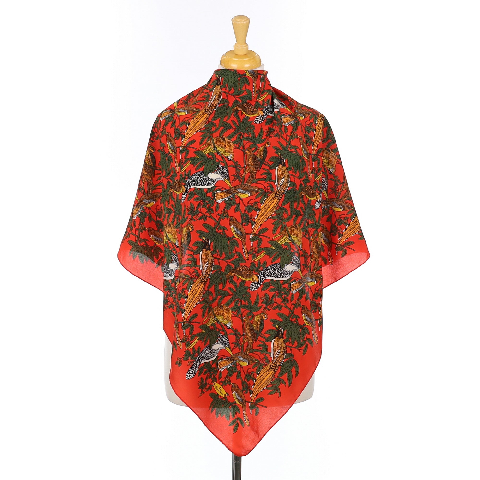 Etienne Aignel Red Bird Design Vintage Silk Scarf