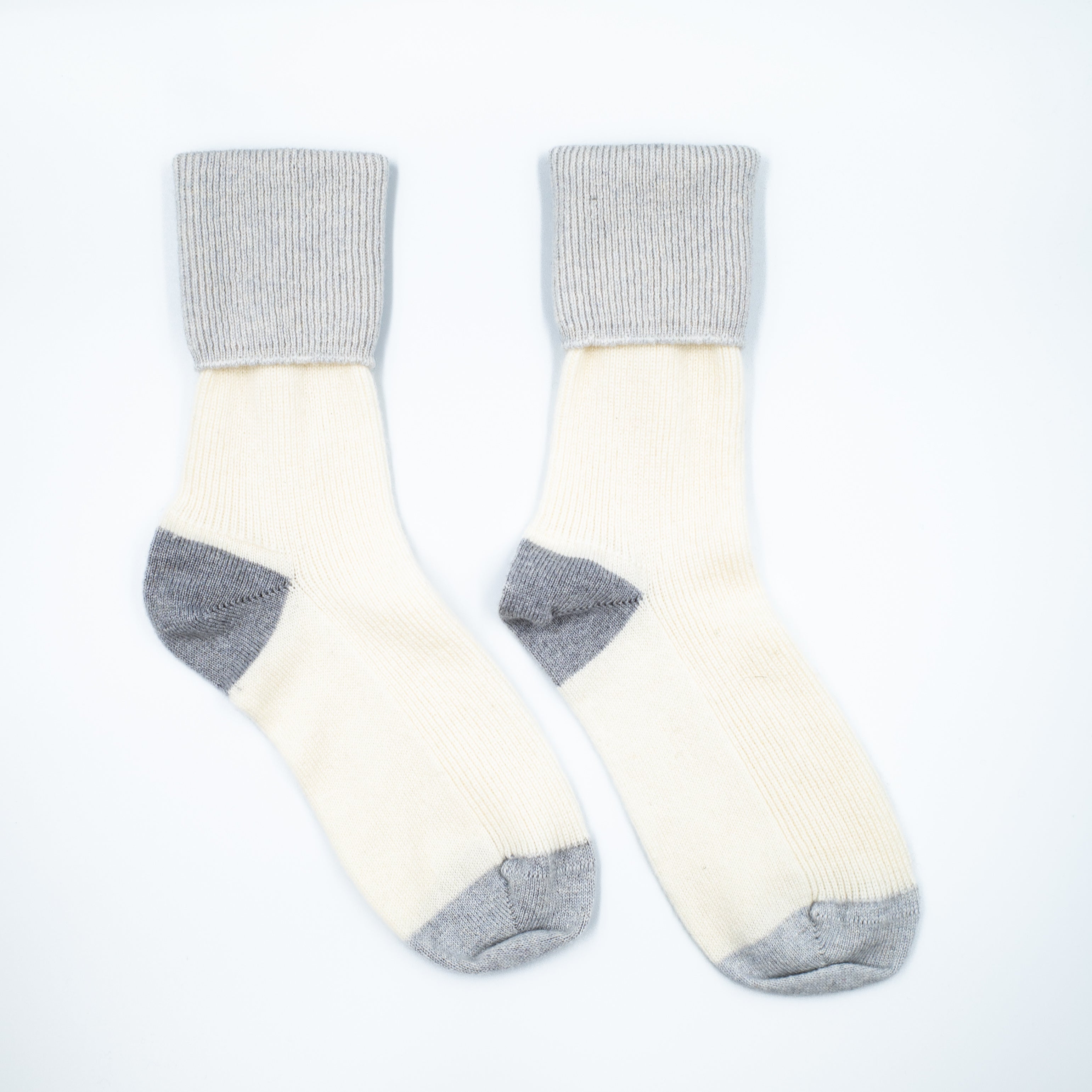 Cream and Grey Ladies Cashmere Every Day Socks