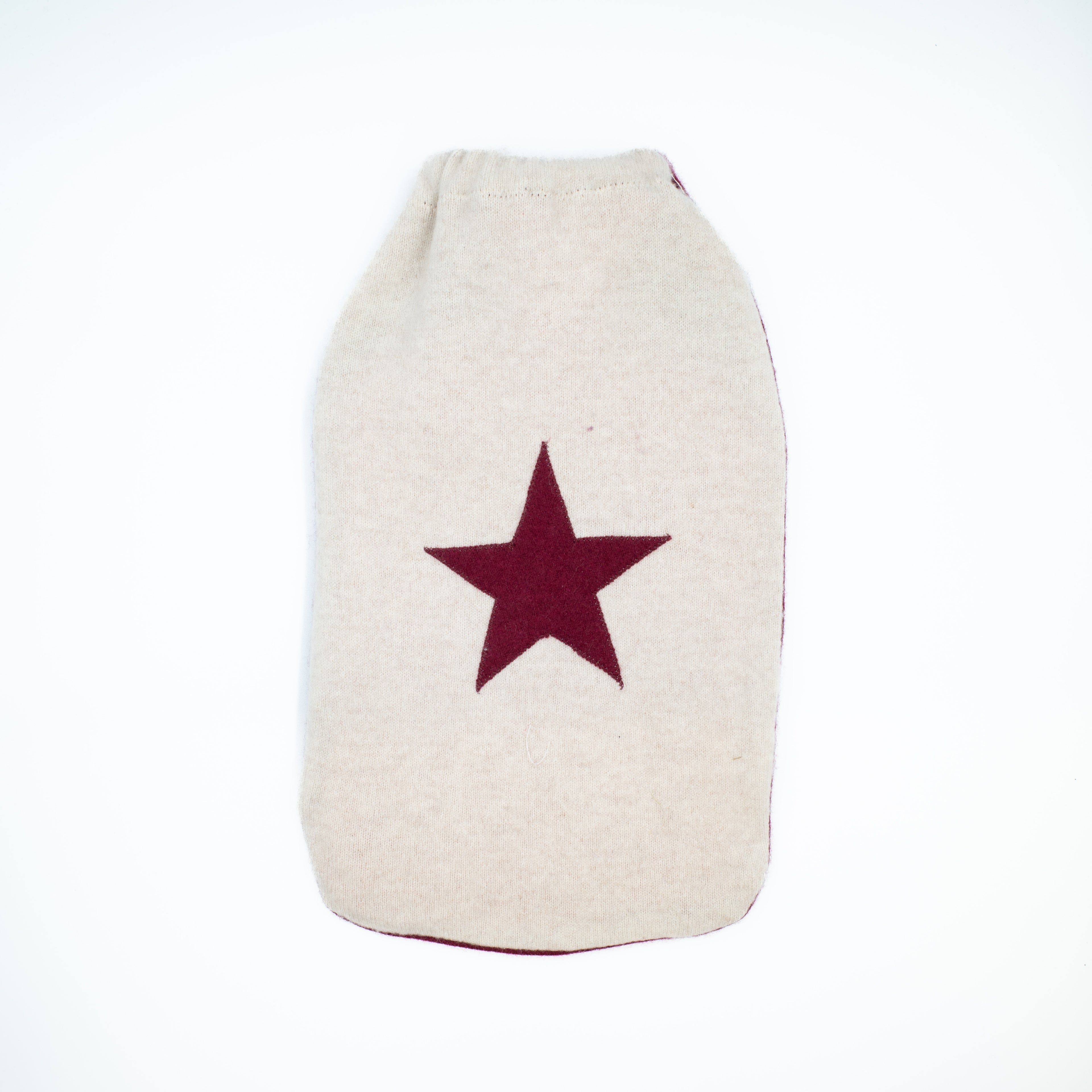 Oatmeal and Burgundy Star Cashmere Large Hot Water Bottle