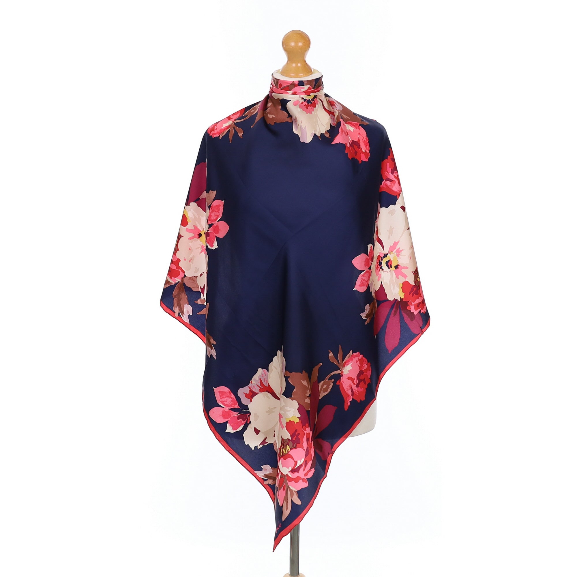 Brand New Joules Navy and Pink Floral Silk Scarf
