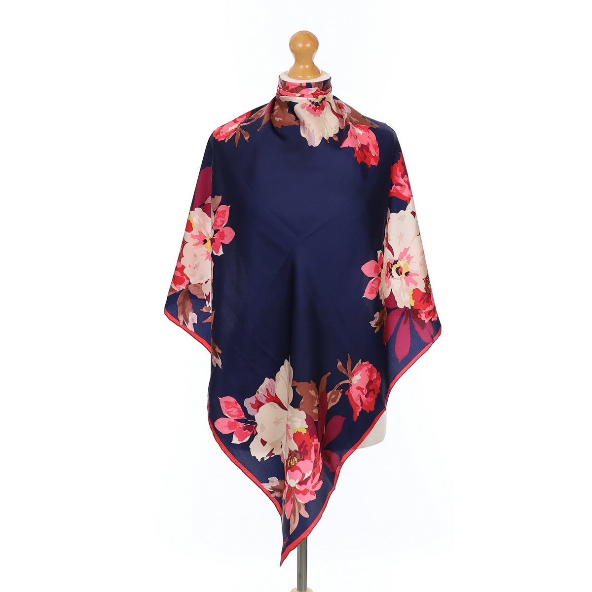 Brand New Joules Navy and Pink Floral Silk Scarf