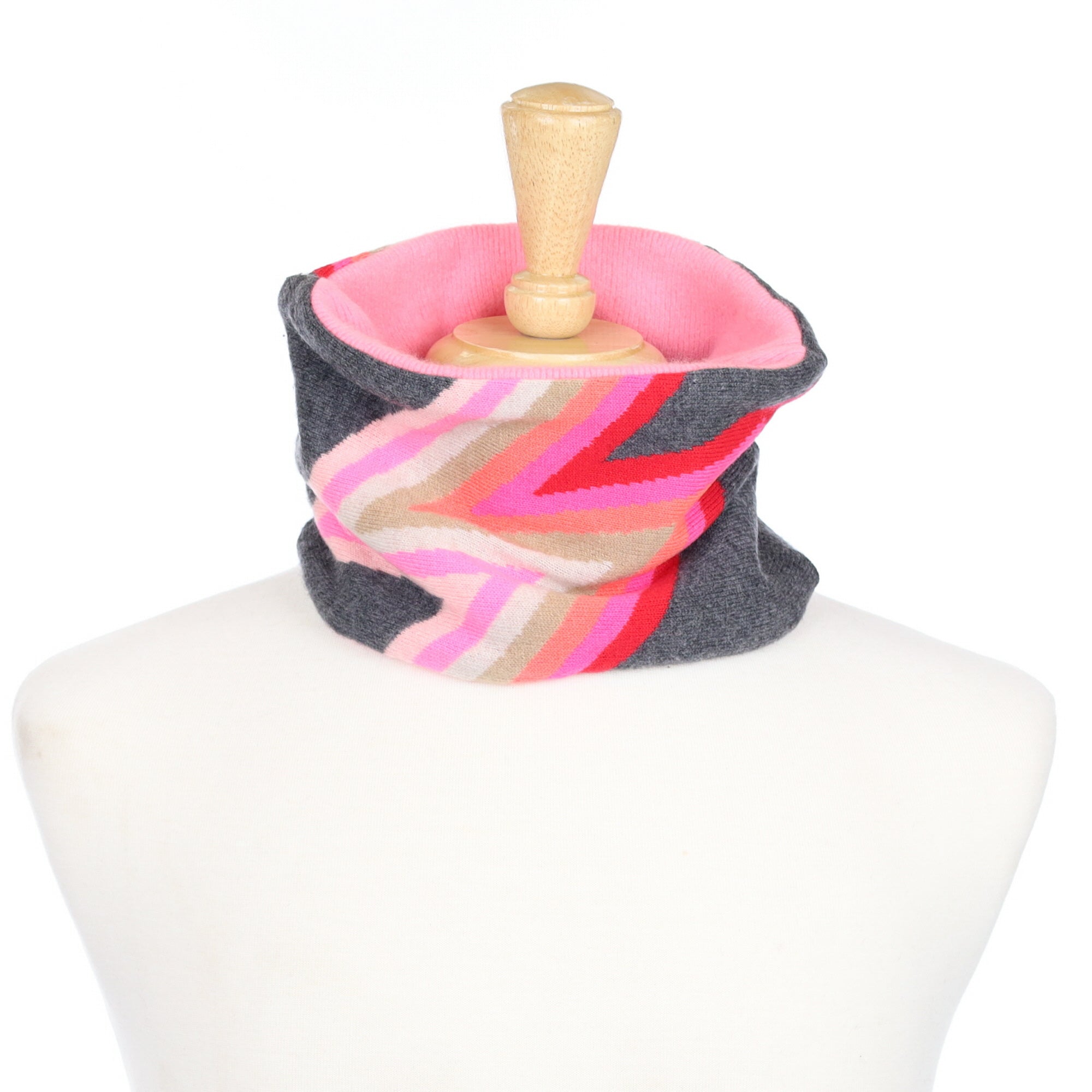 Grey and Pink Lightening Flash Neck Warmer