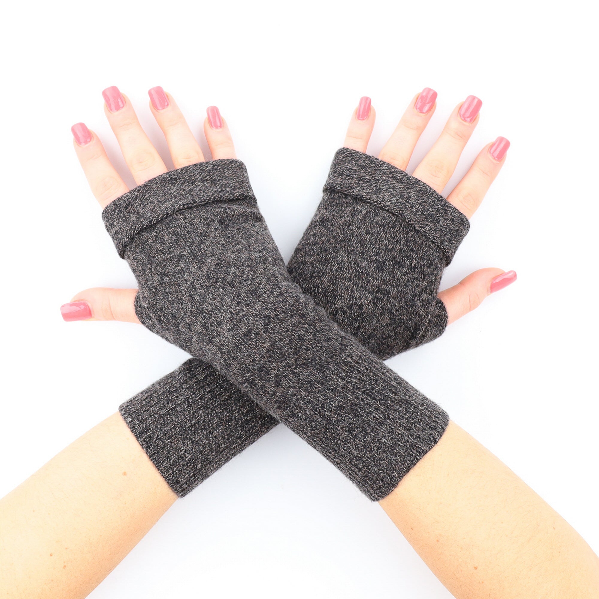 Brown and Black Marl Fingerless Gloves