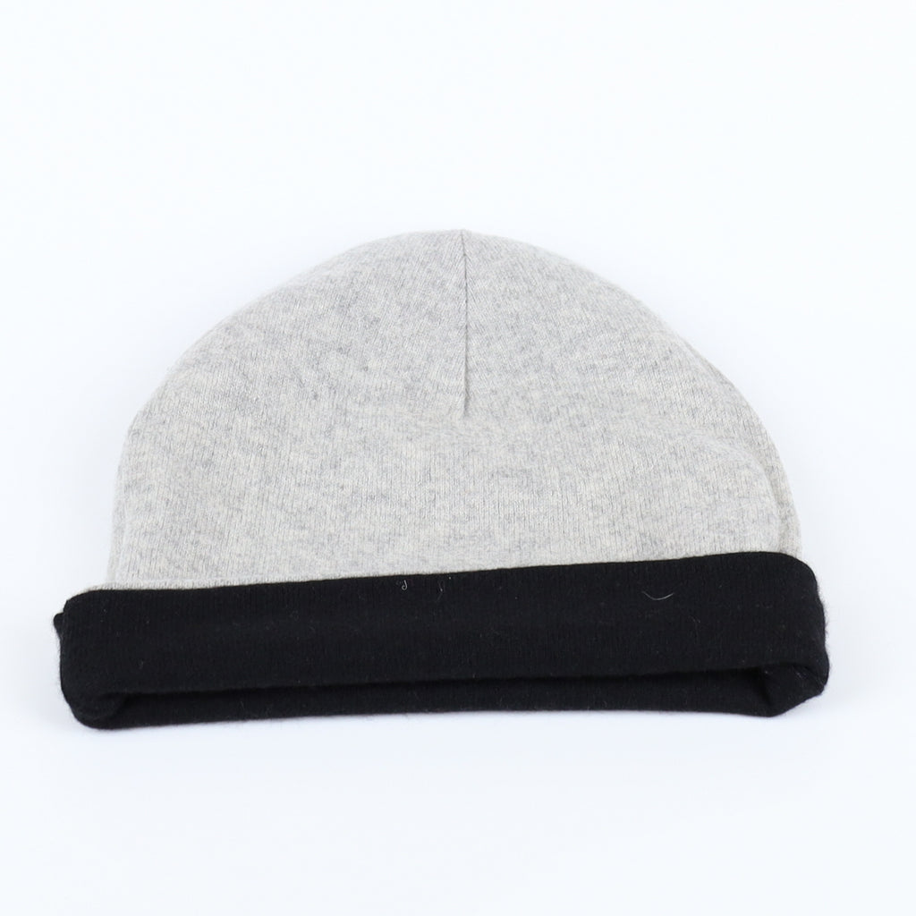 Smoke Grey and Black Reversible Cashmere Beanie Hat