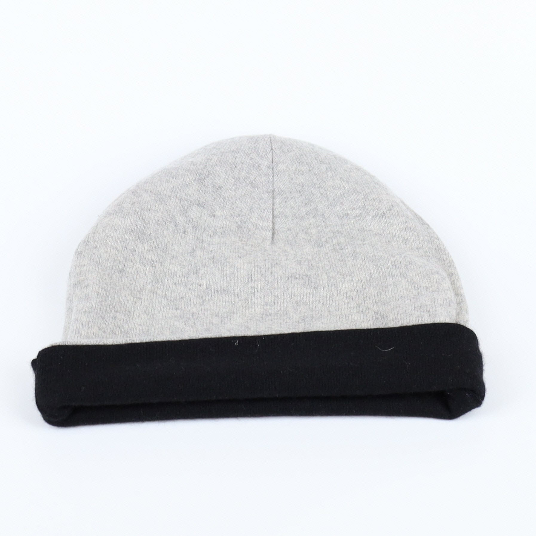 Smoke Grey and Black Reversible Cashmere Beanie Hat