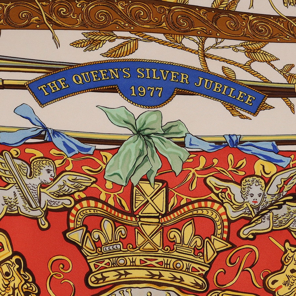Rare Hermès The Queen’s Silver Jubilee Silk Scarf