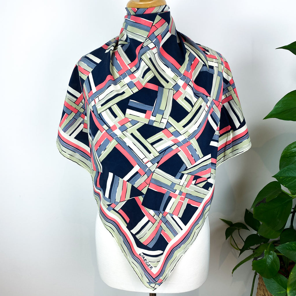 Jaeger Colourful Geometric Silk Scarf