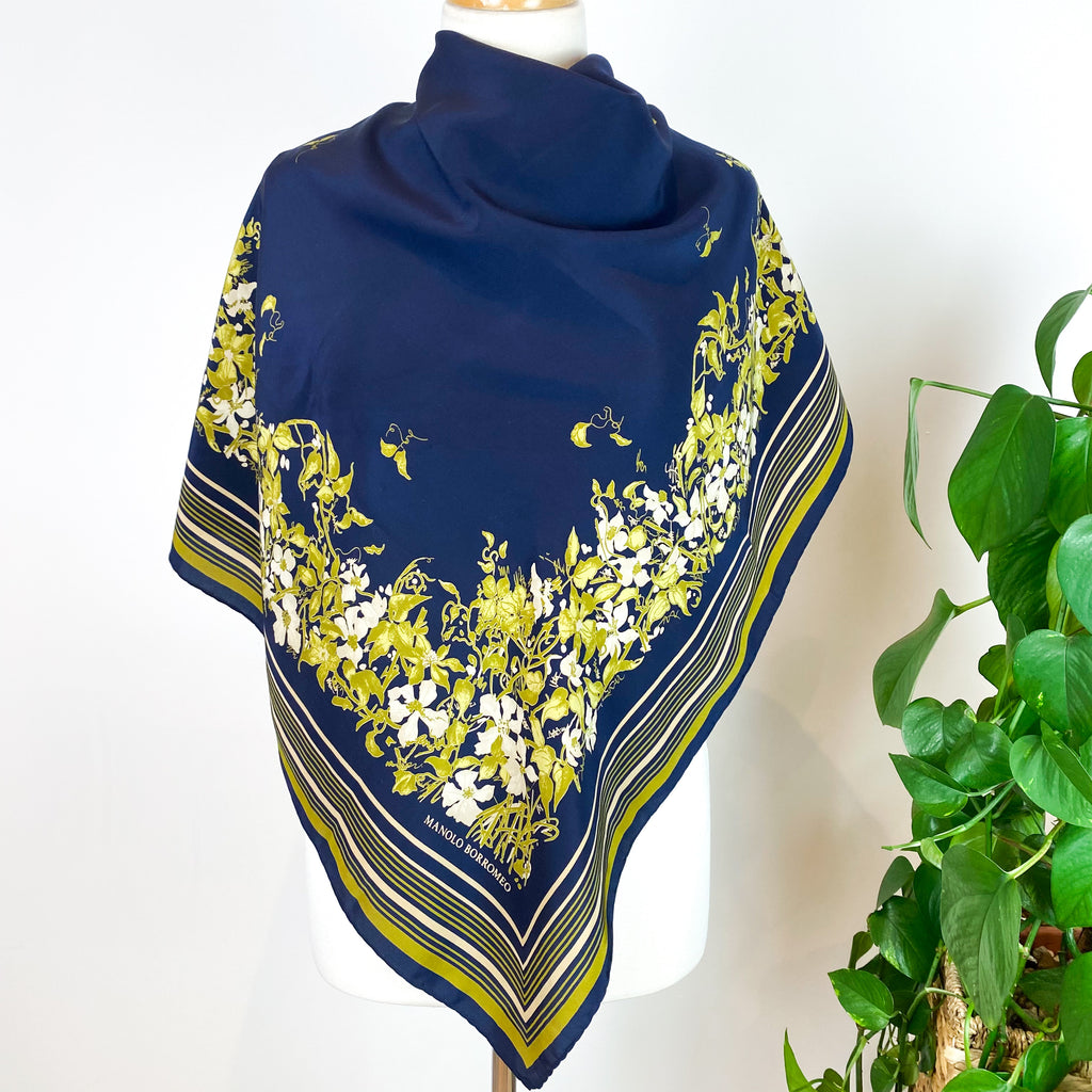 Manolo Borromeo Italian Vintage Silk Scarf