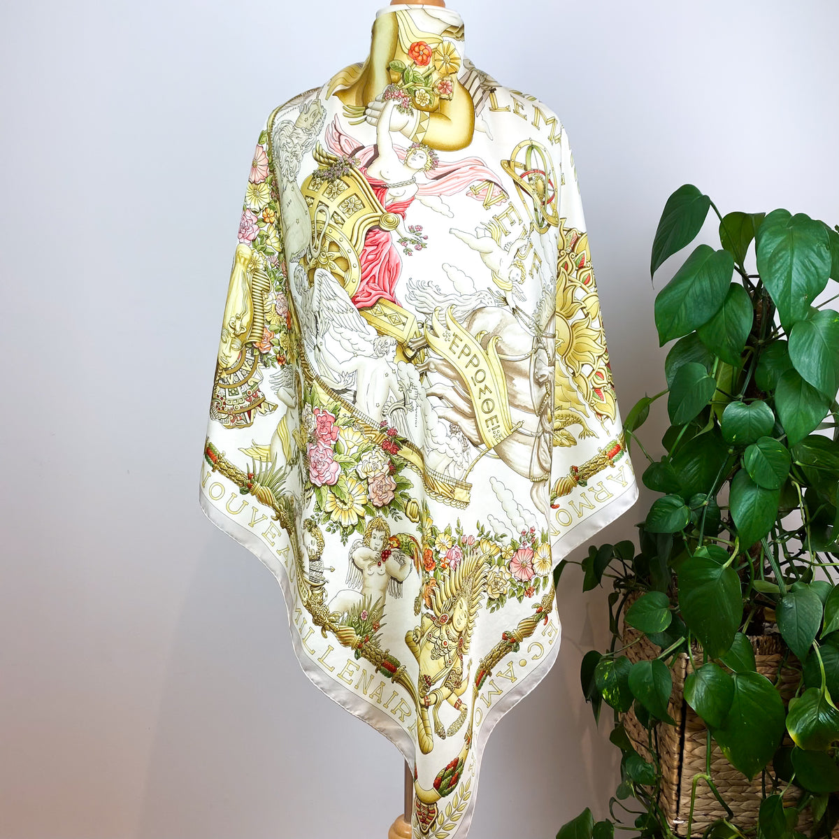 Boxed Hermes Le Matin Neuf Vintage Silk Scarf