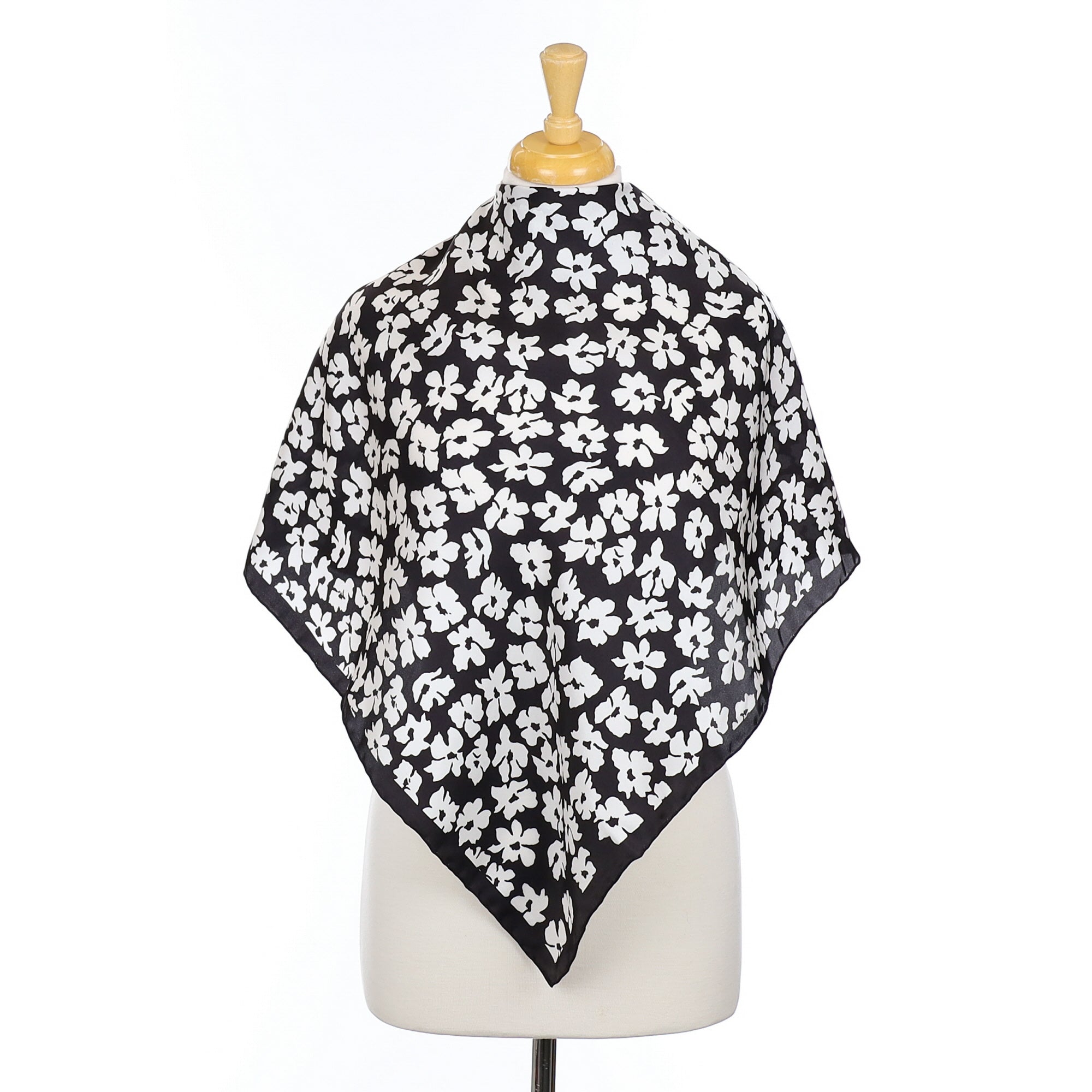 Beckford Monochrome Floral Silk Scarf