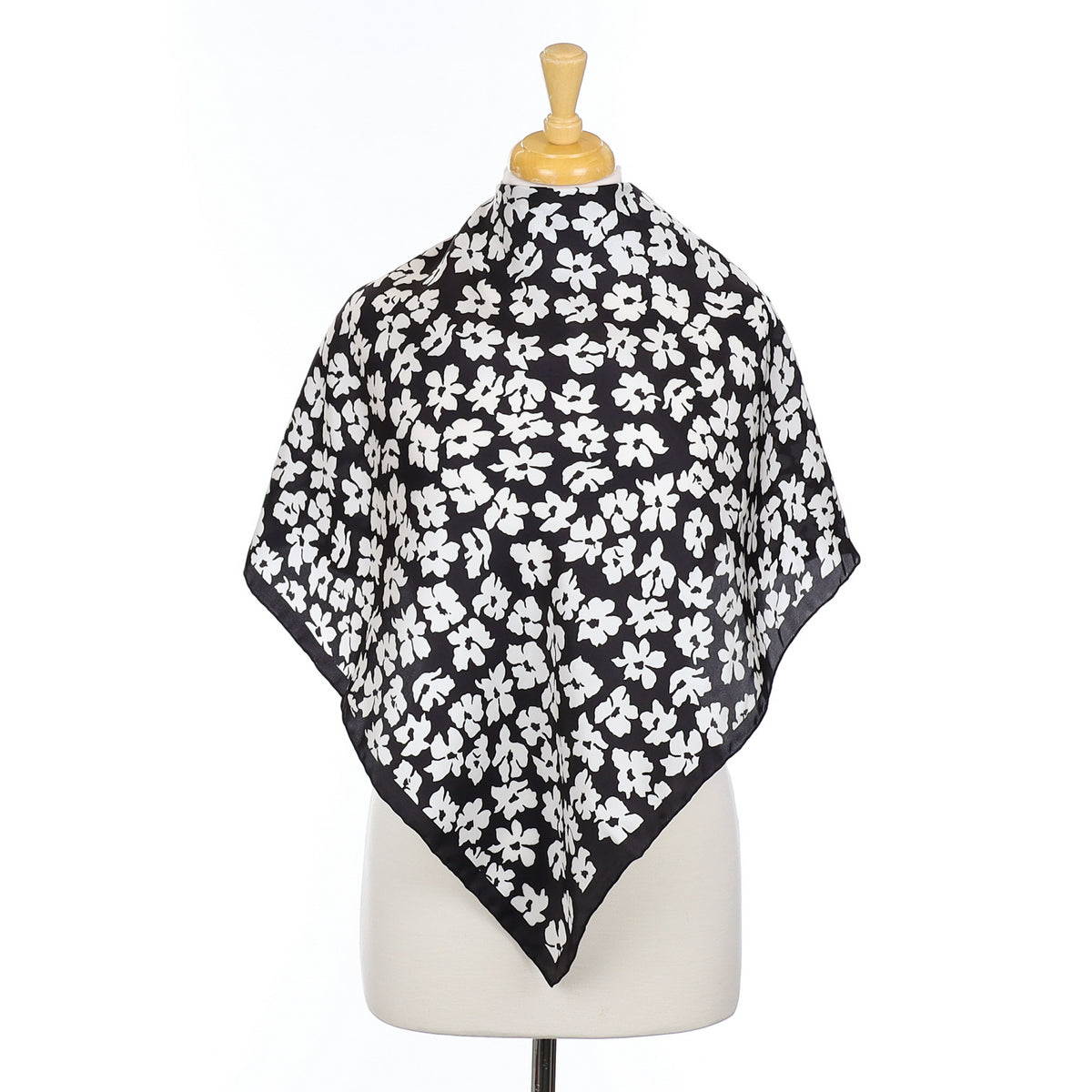 Beckford Monochrome Floral Silk Scarf