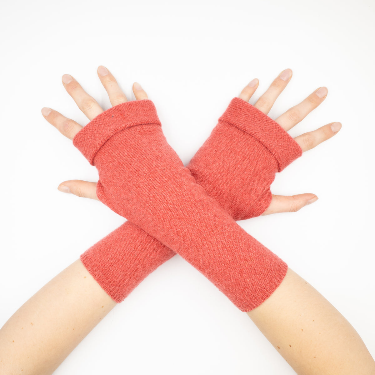 Crushed Strawberry Pink Fingerless Gloves