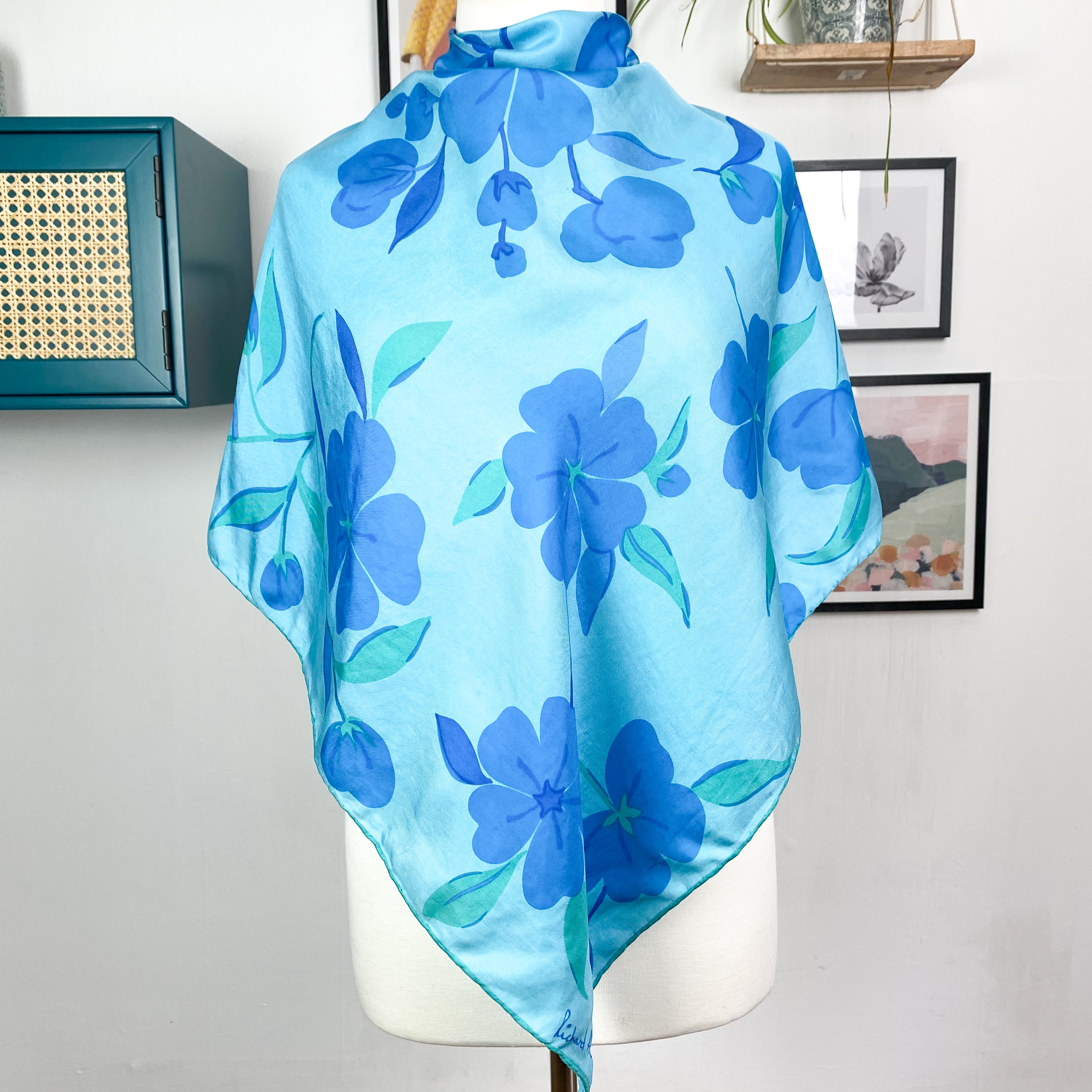 1970s Richard Allan Floral Vintage Silk Scarf