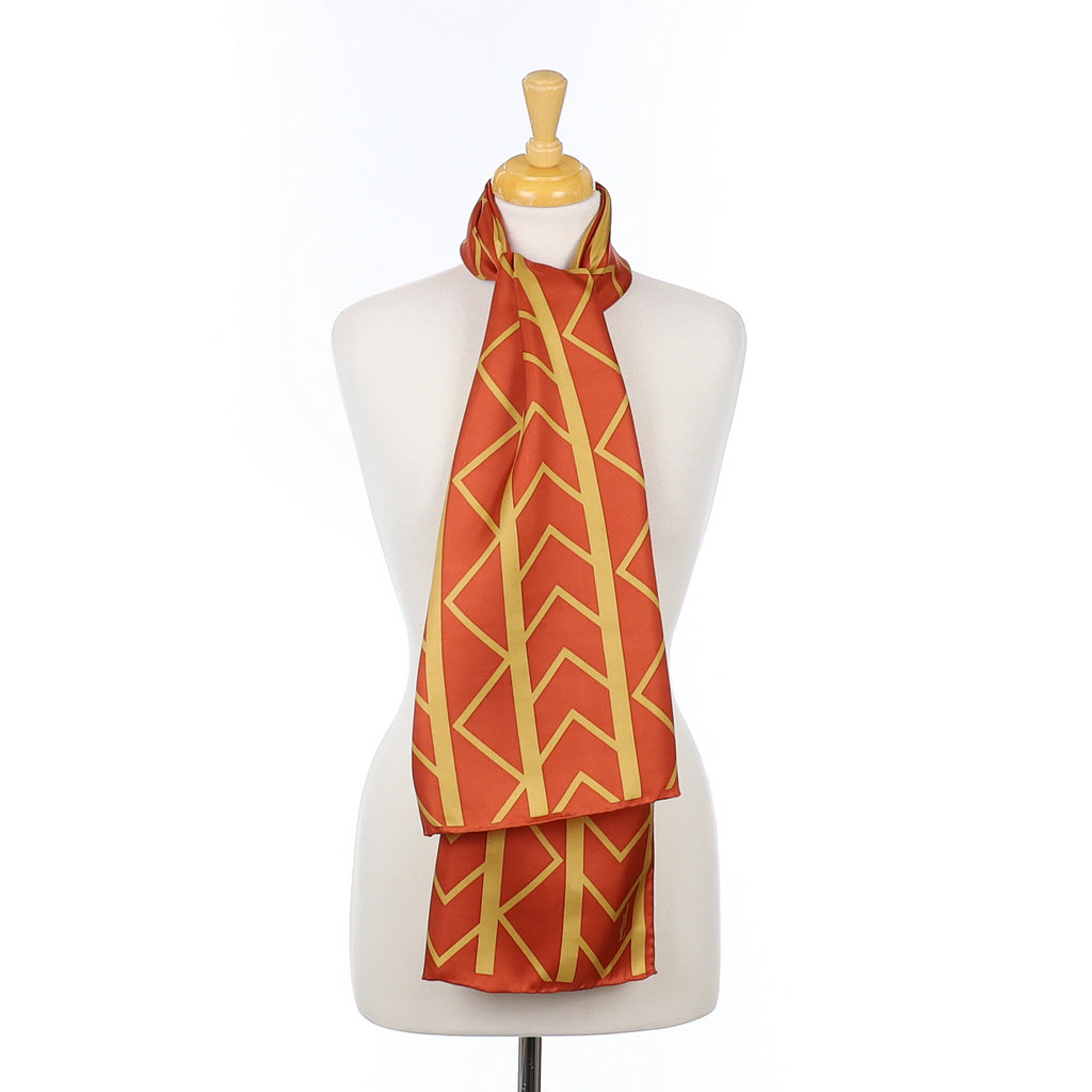 Jammers & Leufgen Geometric Orange Silk Scarf
