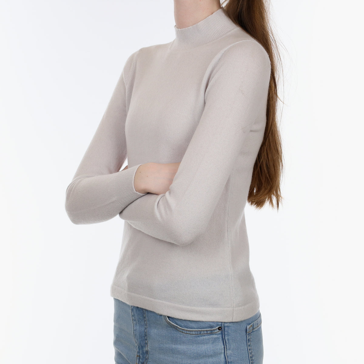 Ice Grey Cashmere Turtle Neck Jumper Extra Small