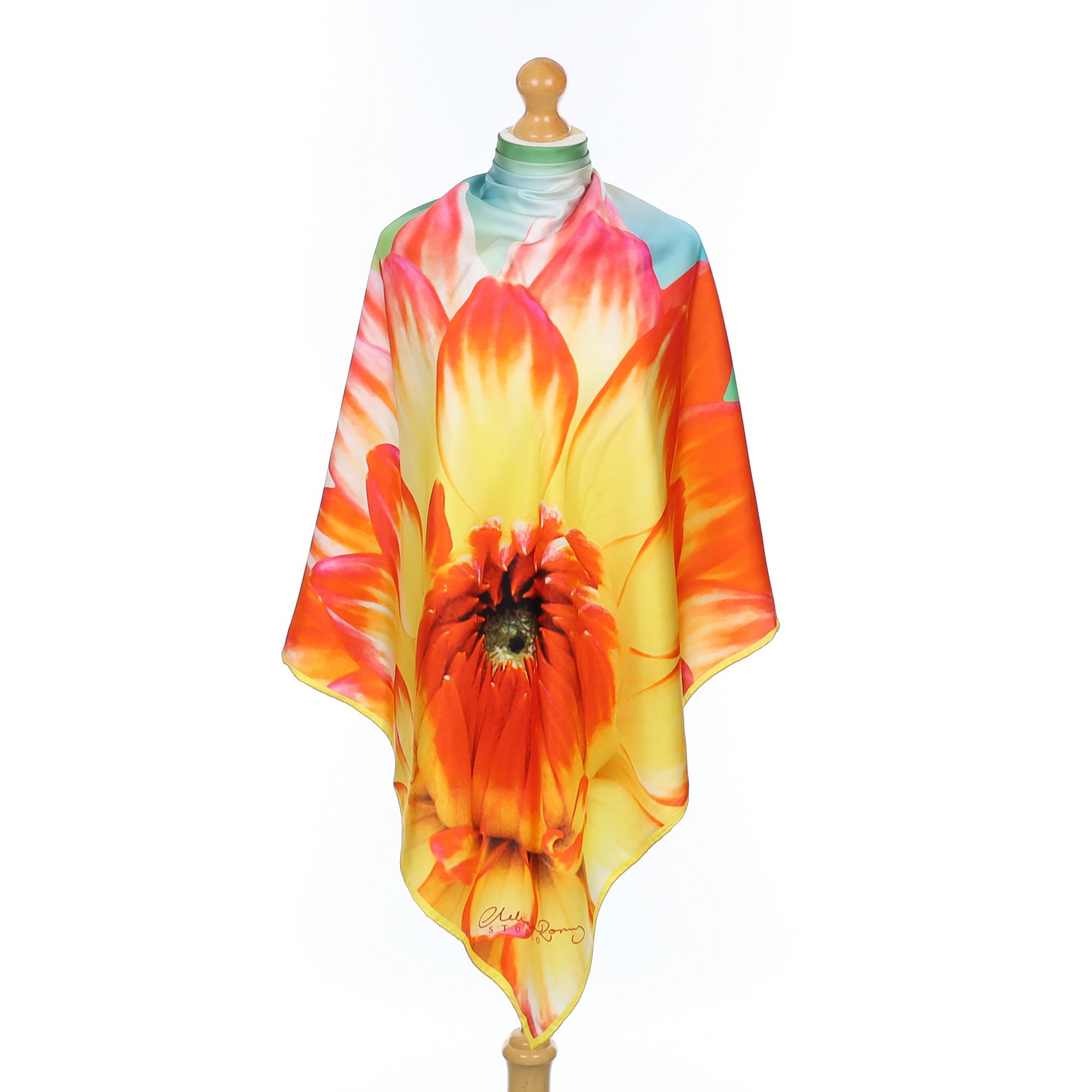 Unworn Clelia & Romy Bright Flower Silk Scarf