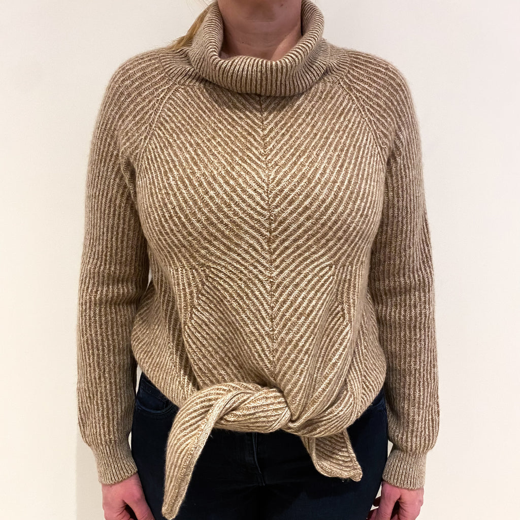 Toffee Cream Cashmere Cowl Neck Jumper Large