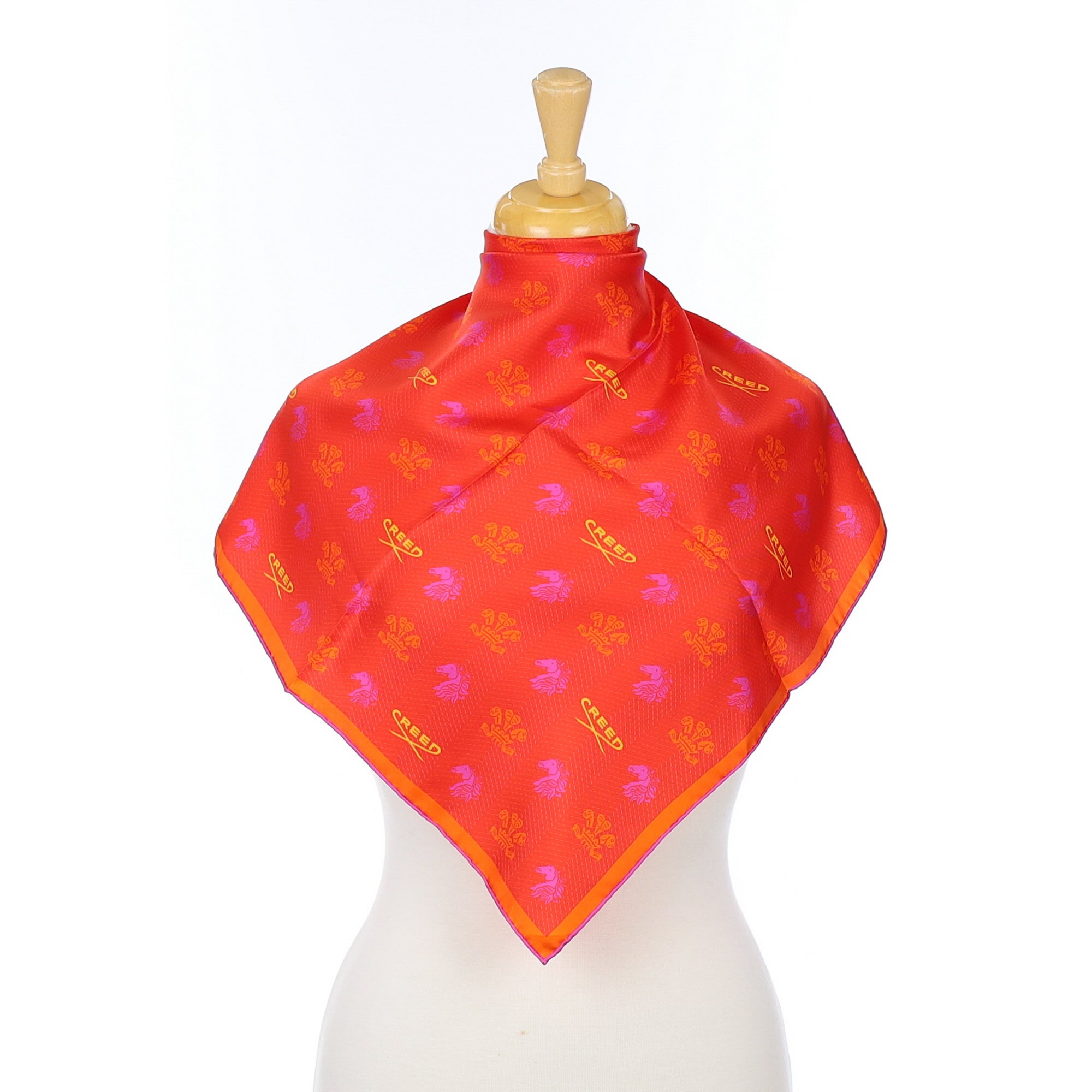 Creed Red and Orange Branded Silk Scarf